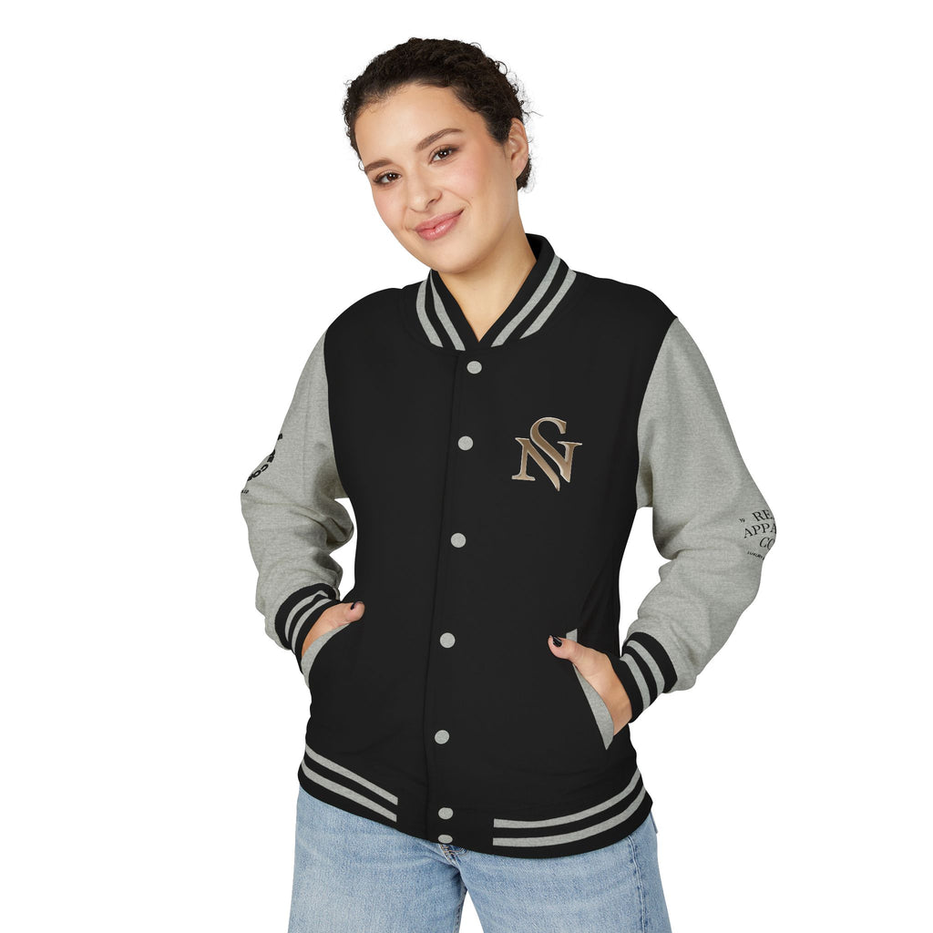 SPVNN Red & White Varsity Letterman Jacket – Embroidered Patch Logo