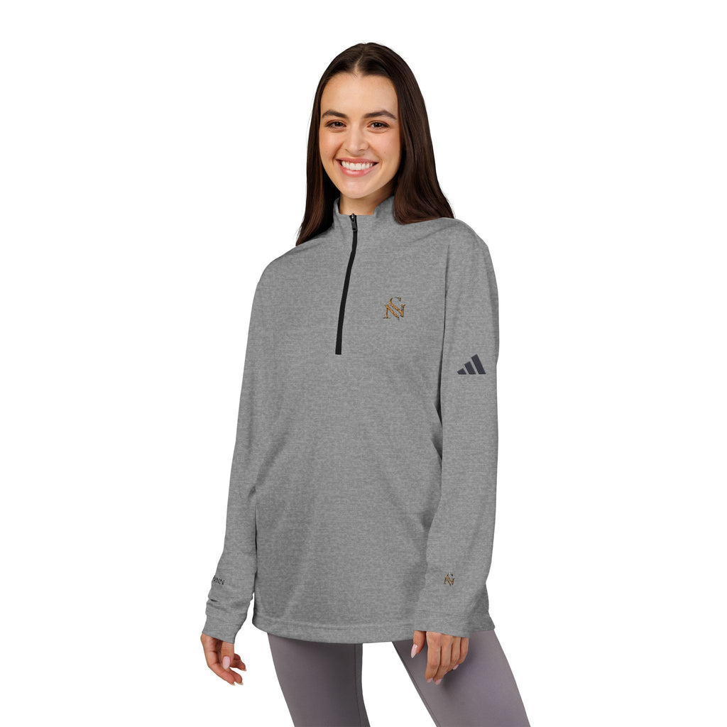 Embroidered Quarter-Zip Pullover — White adidas Performance Top