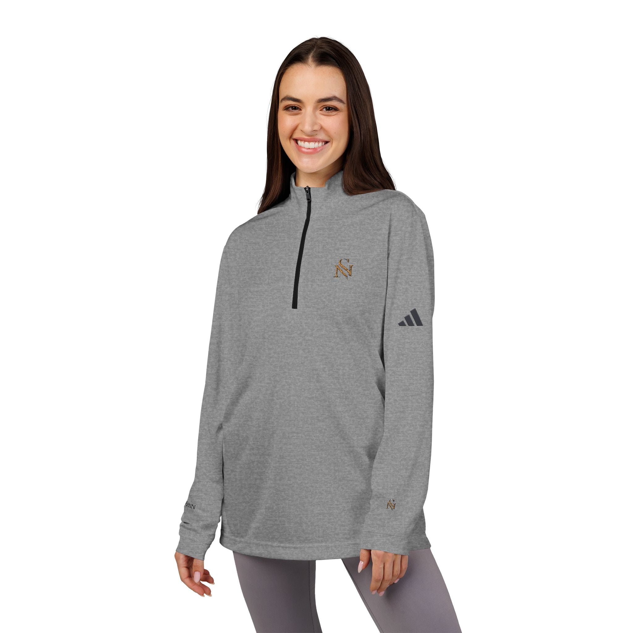 Embroidered Quarter-Zip Pullover — White adidas Performance Top