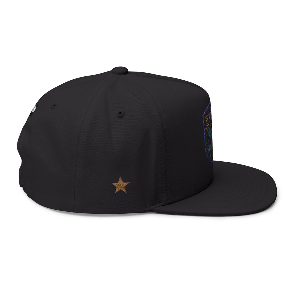 Embroidered Flat Bill Cap - "Presence in Motion" Eye Patch Design