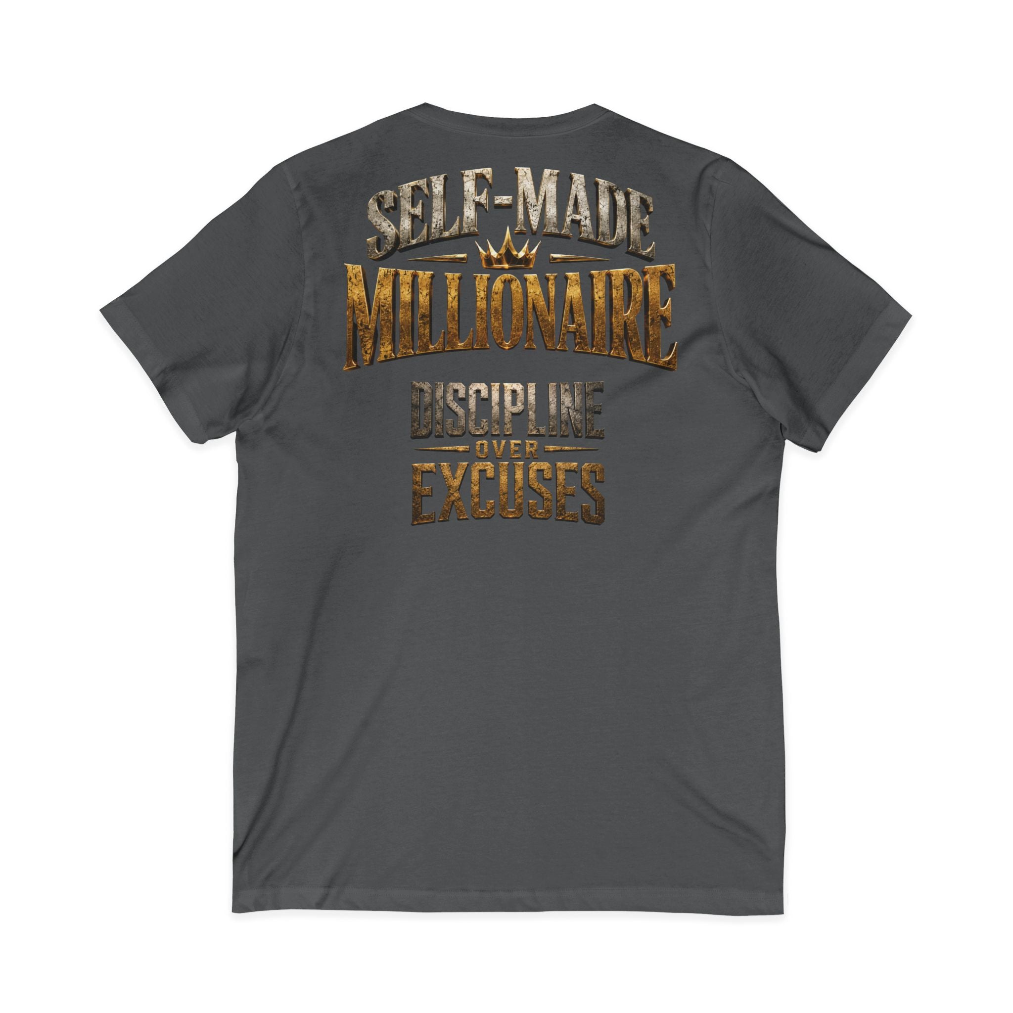 V-Neck Tee - "Self-Made Millionaire" Motivational Graphic T-Shirt