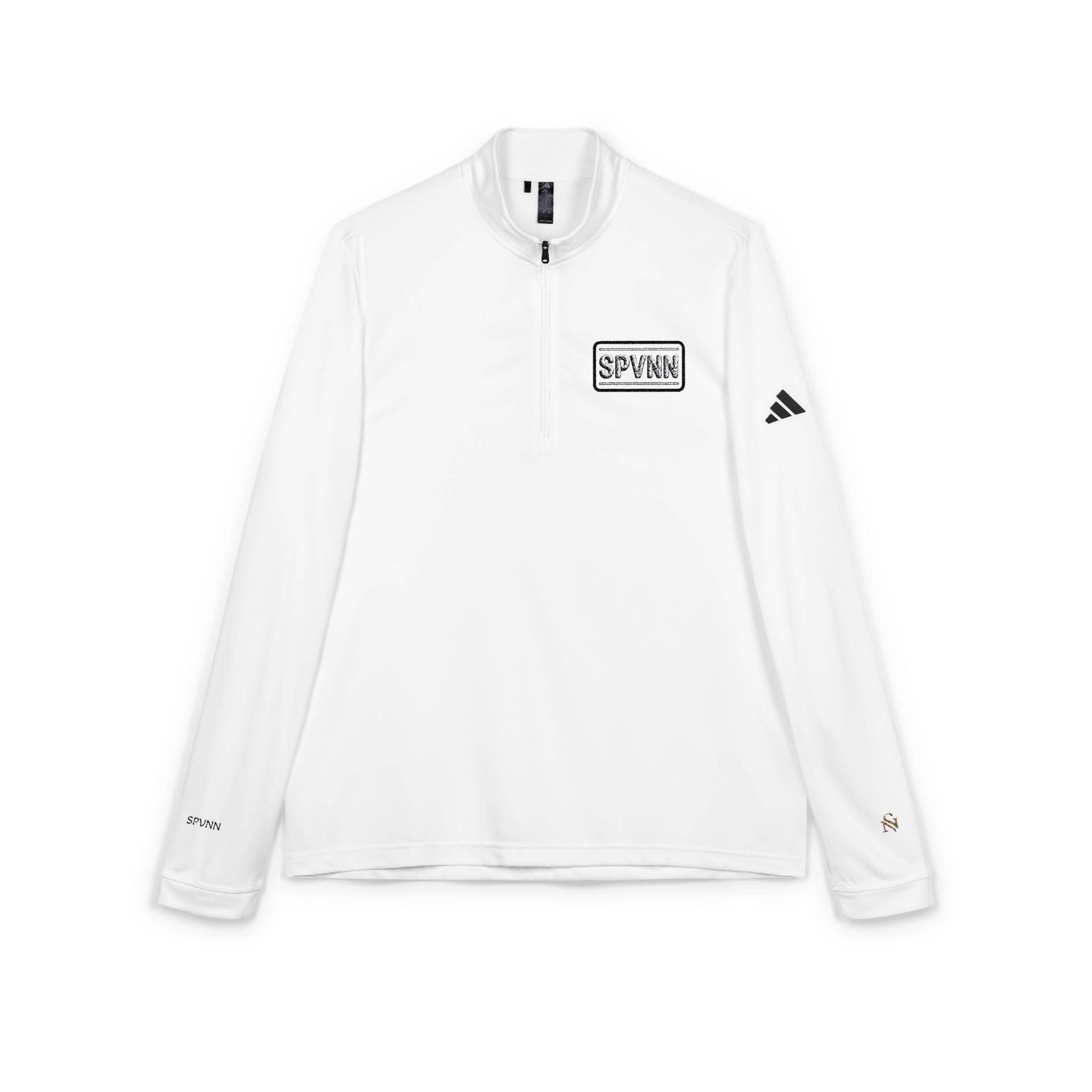 Embroidered Quarter-Zip Pullover — White adidas Performance Top