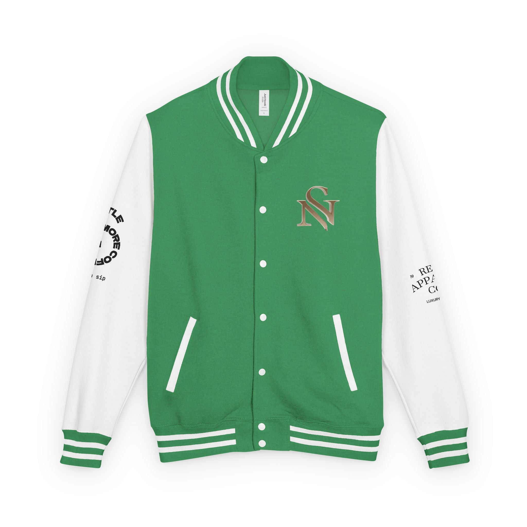 SPVNN Red & White Varsity Letterman Jacket – Embroidered Patch Logo