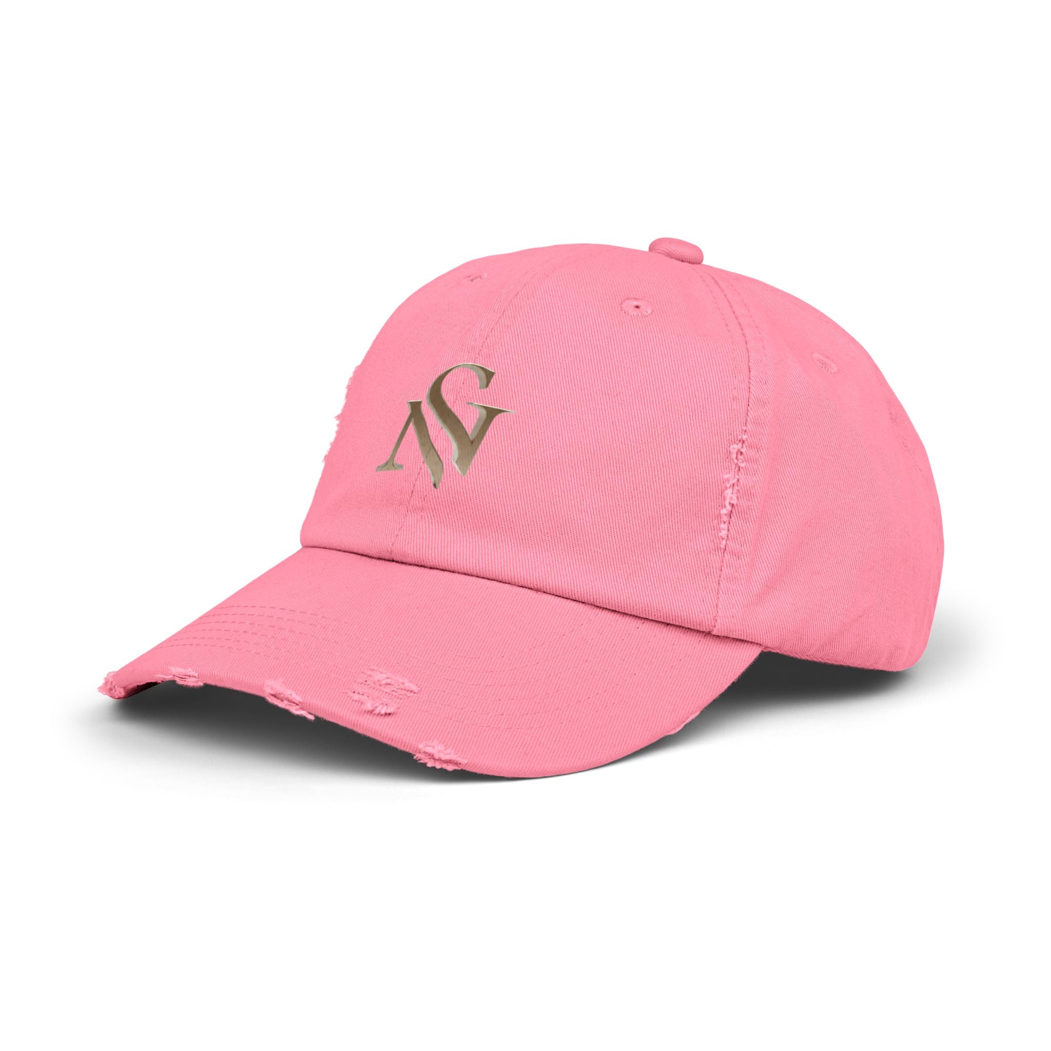 Distressed Black Baseball Cap with Gold 'SN' Monogram — Vintage Casual Hat