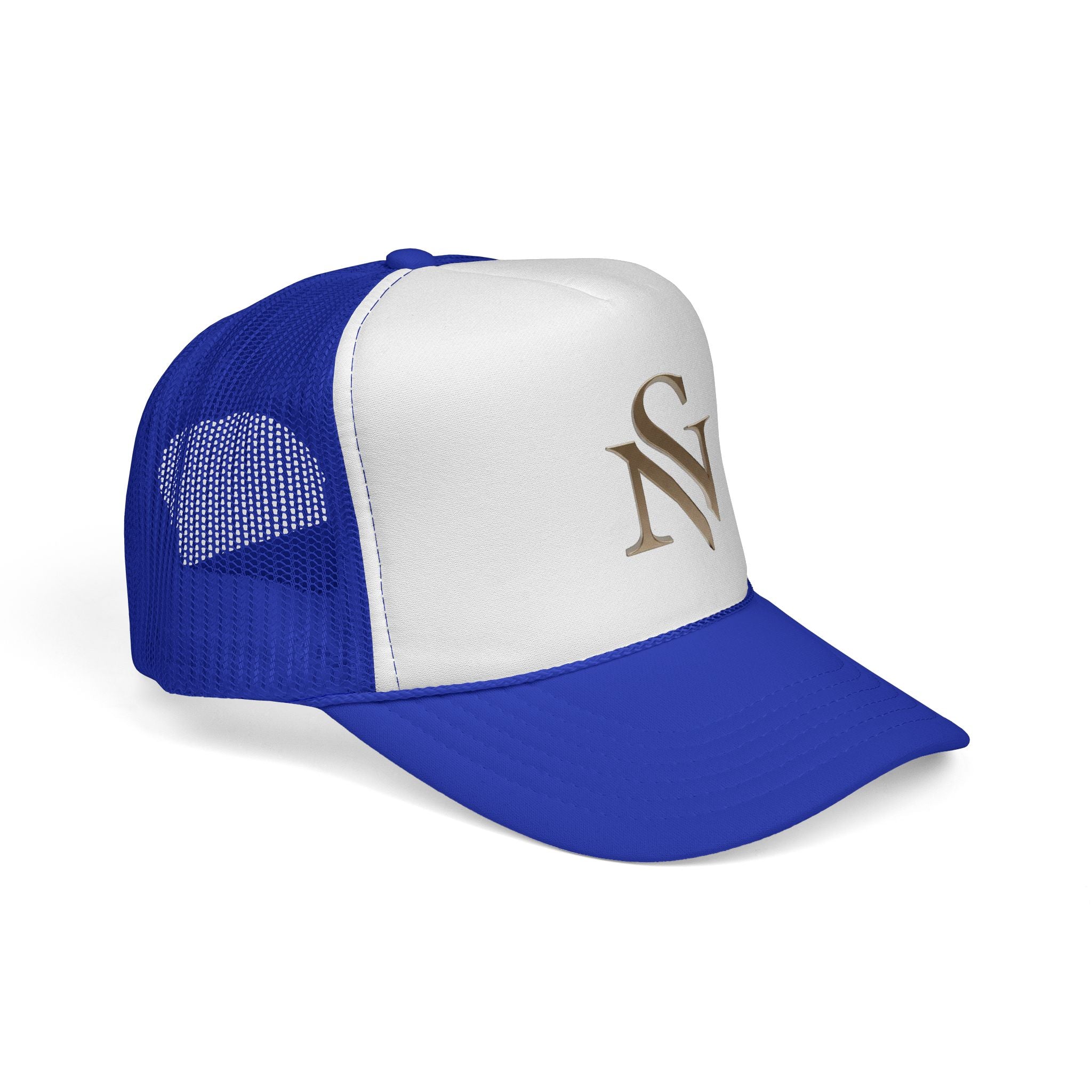 Embroidered 'SN' Monogram Trucker Cap — Classic Mesh Baseball Hat