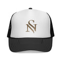 Embroidered 'SN' Monogram Trucker Cap — Classic Mesh Baseball Hat