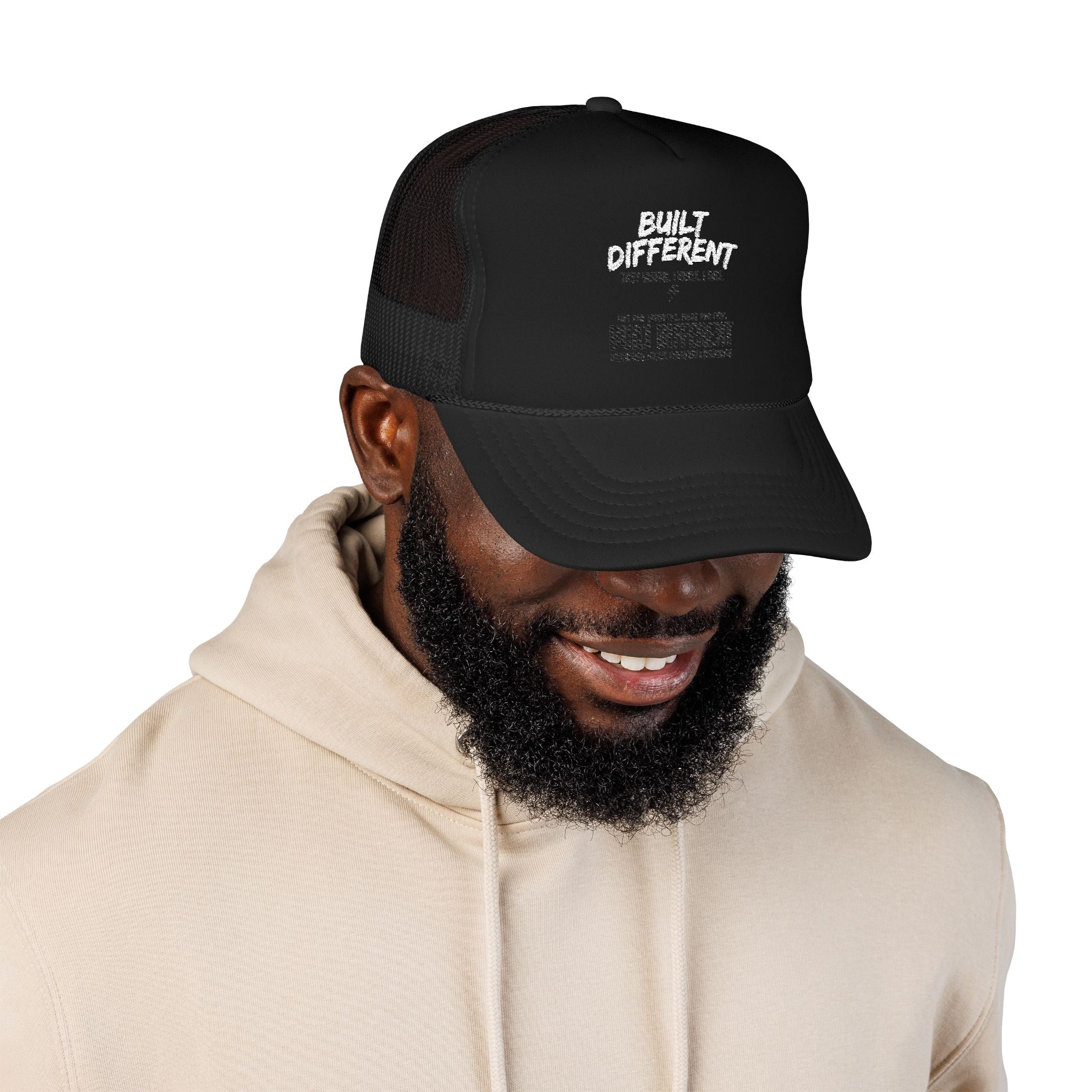 Trucker Hat — "Built Different" Foam Mesh Cap