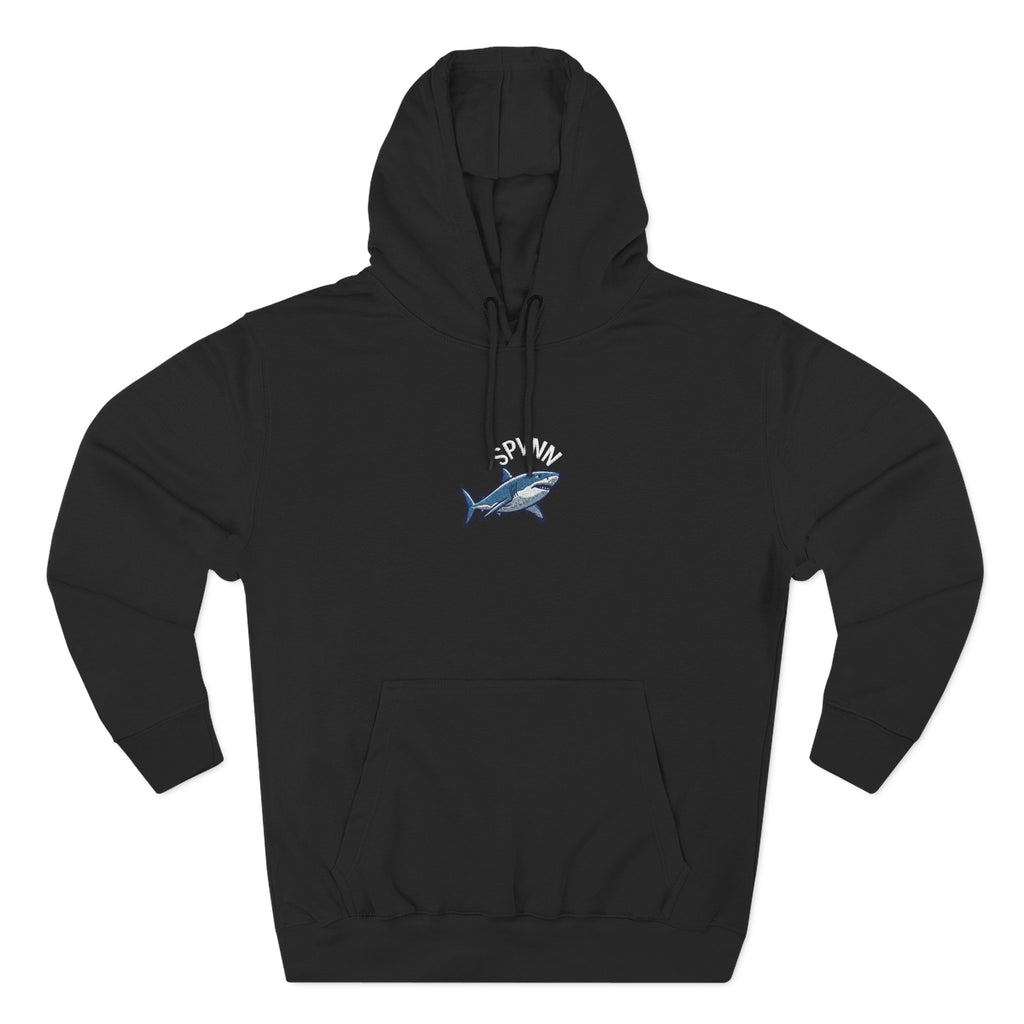 Shark Mini Graphic Hoodie — Tiny Blue Shark Chest Design