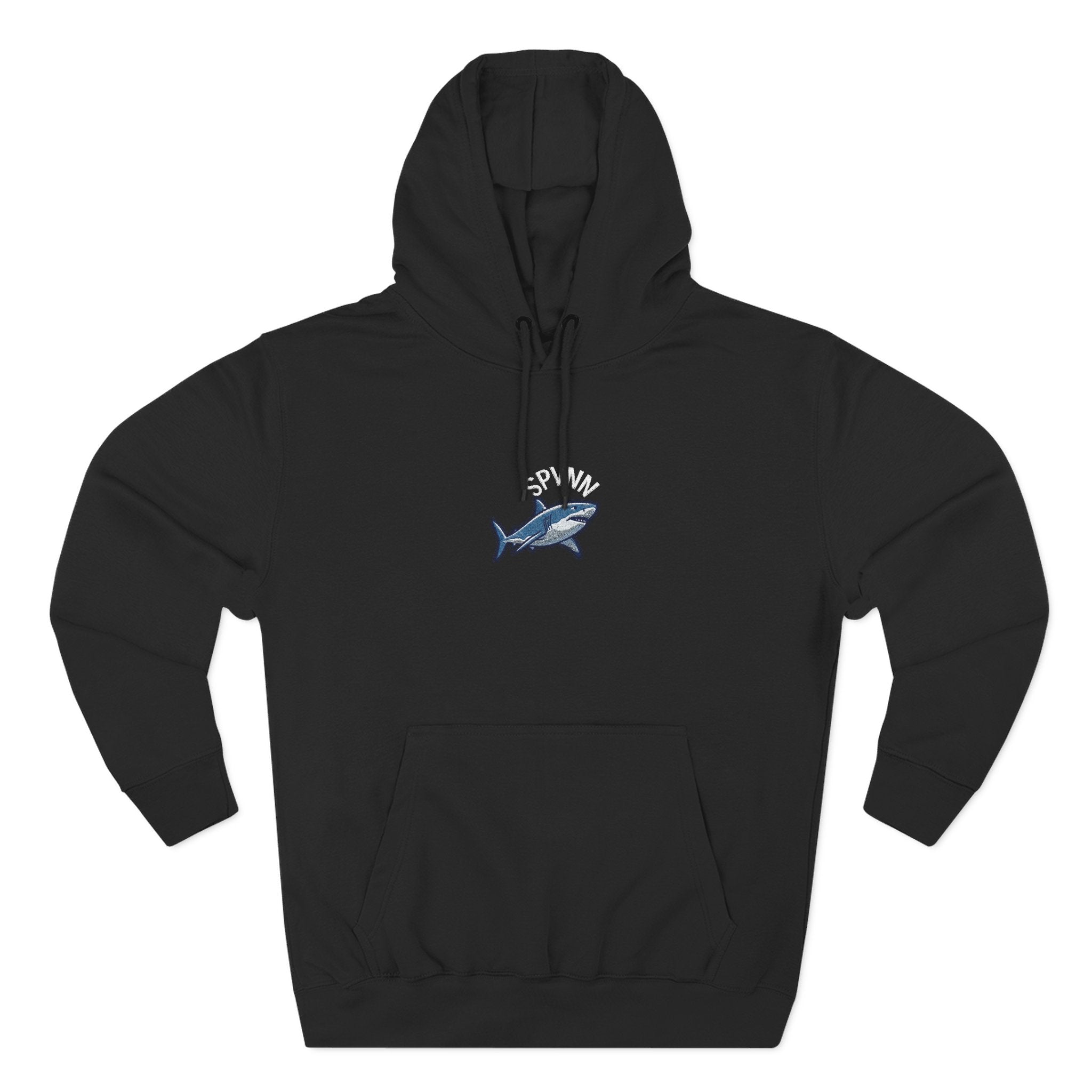 Shark Mini Graphic Hoodie — Tiny Blue Shark Chest Design