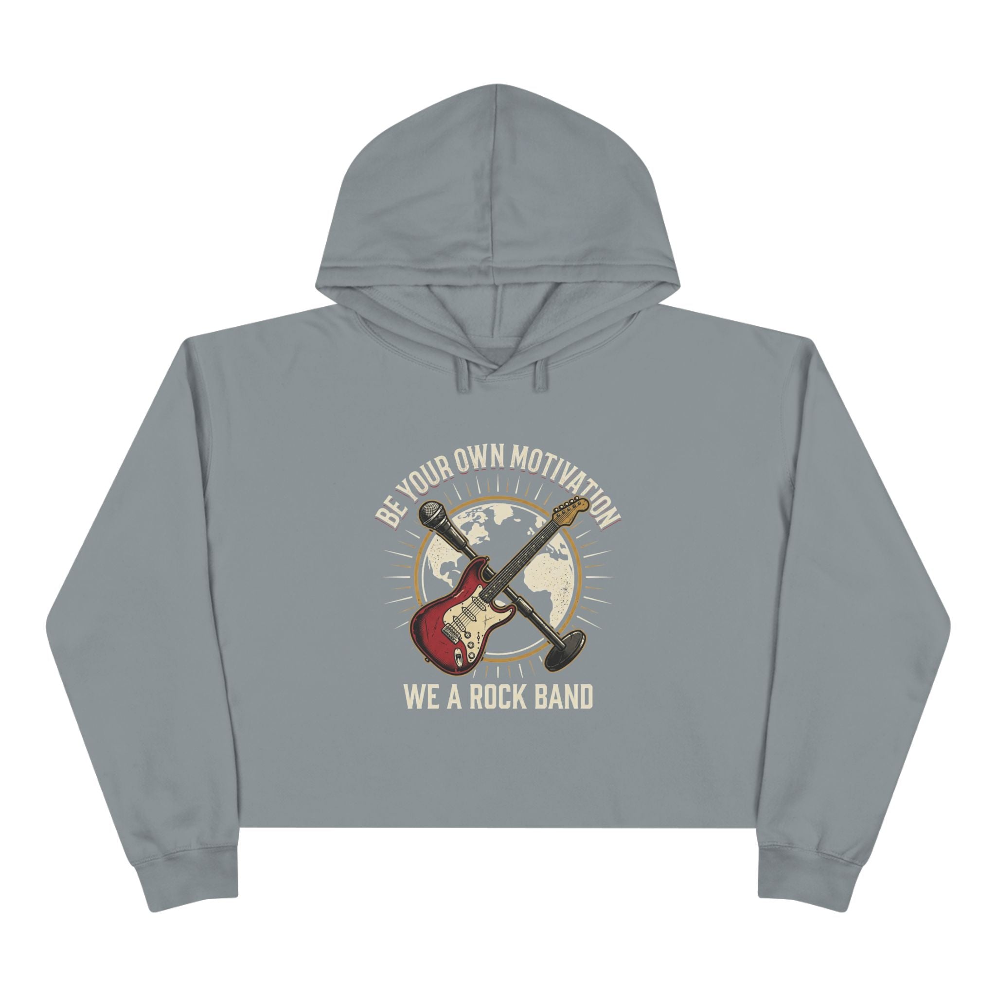 Worldwide Rock Band Crop Hoodie — "Play Your Own Motown" Guitar Graphic
