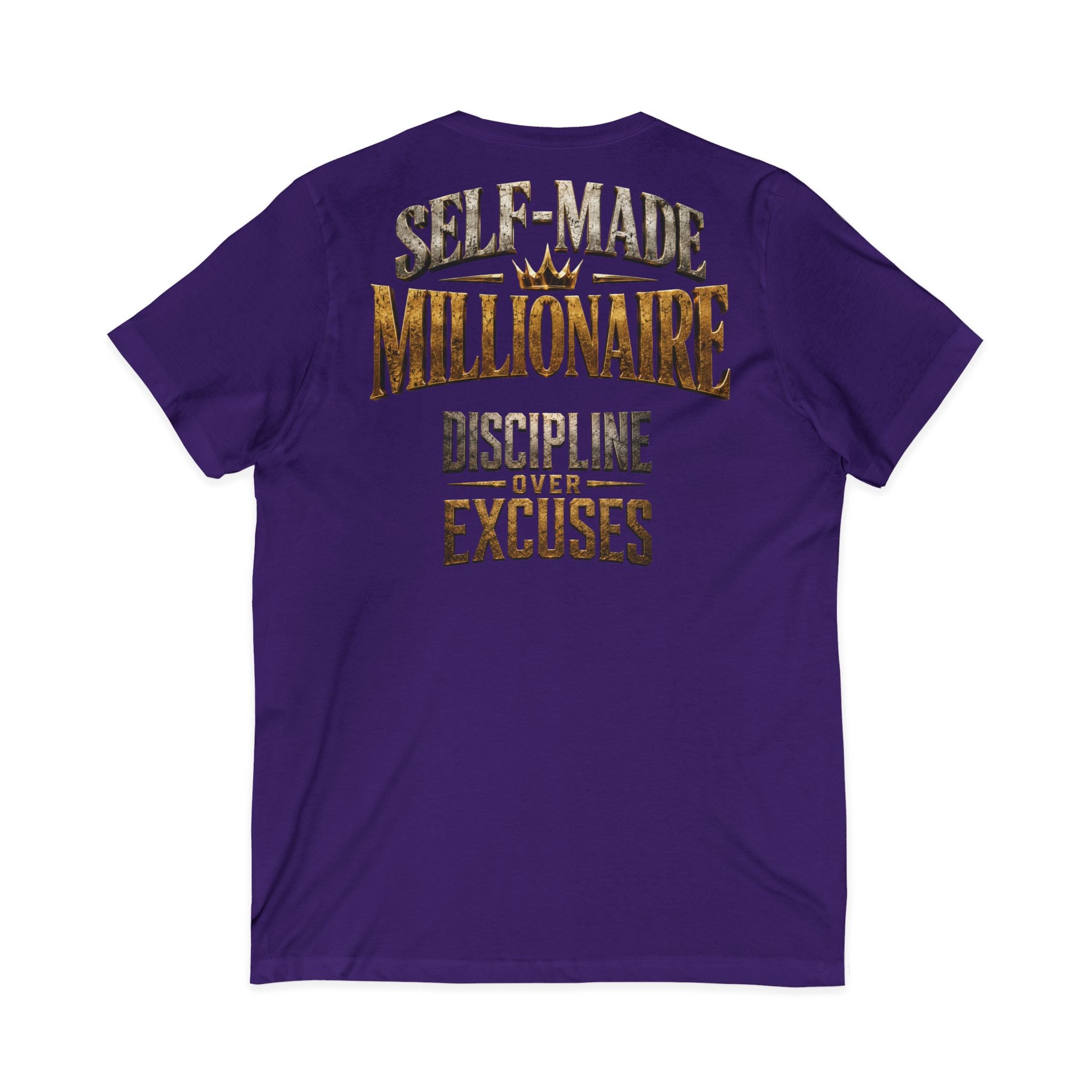 V-Neck Tee - "Self-Made Millionaire" Motivational Graphic T-Shirt