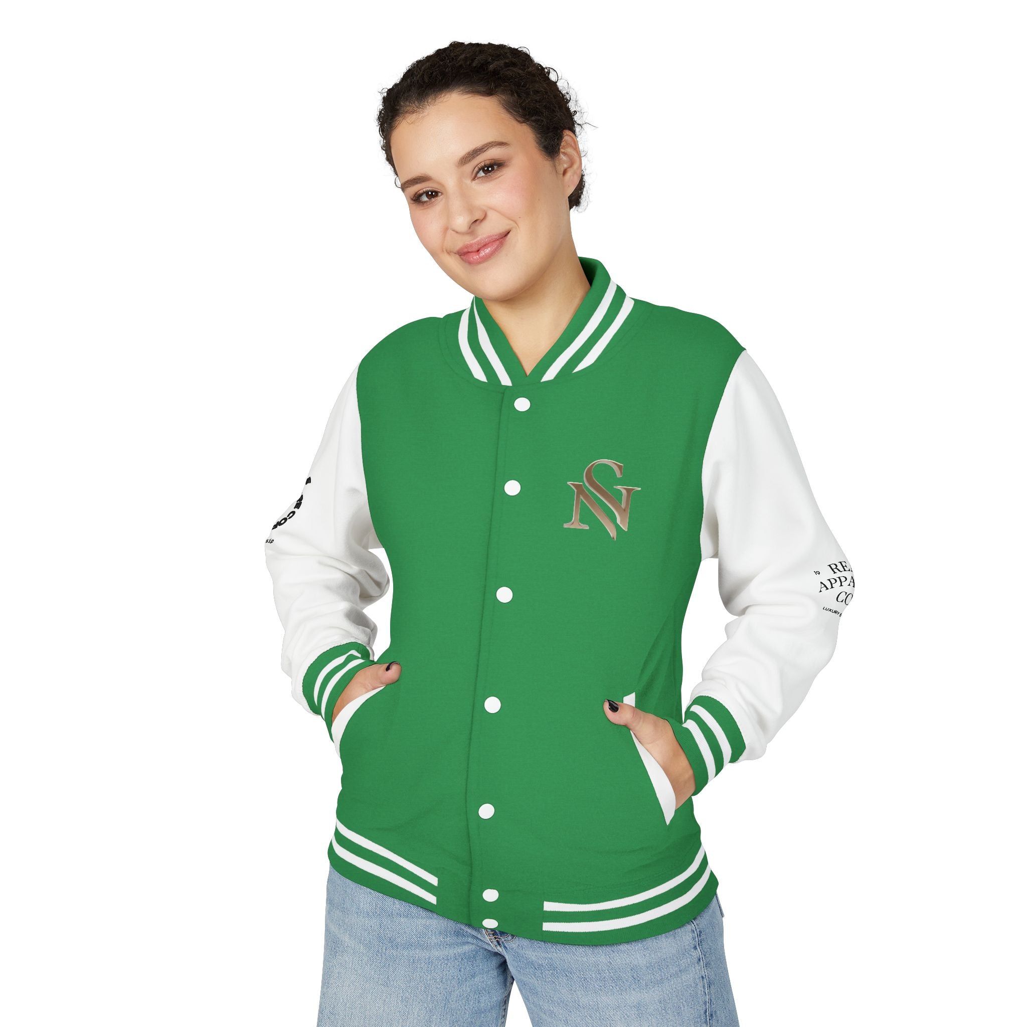 SPVNN Red & White Varsity Letterman Jacket – Embroidered Patch Logo