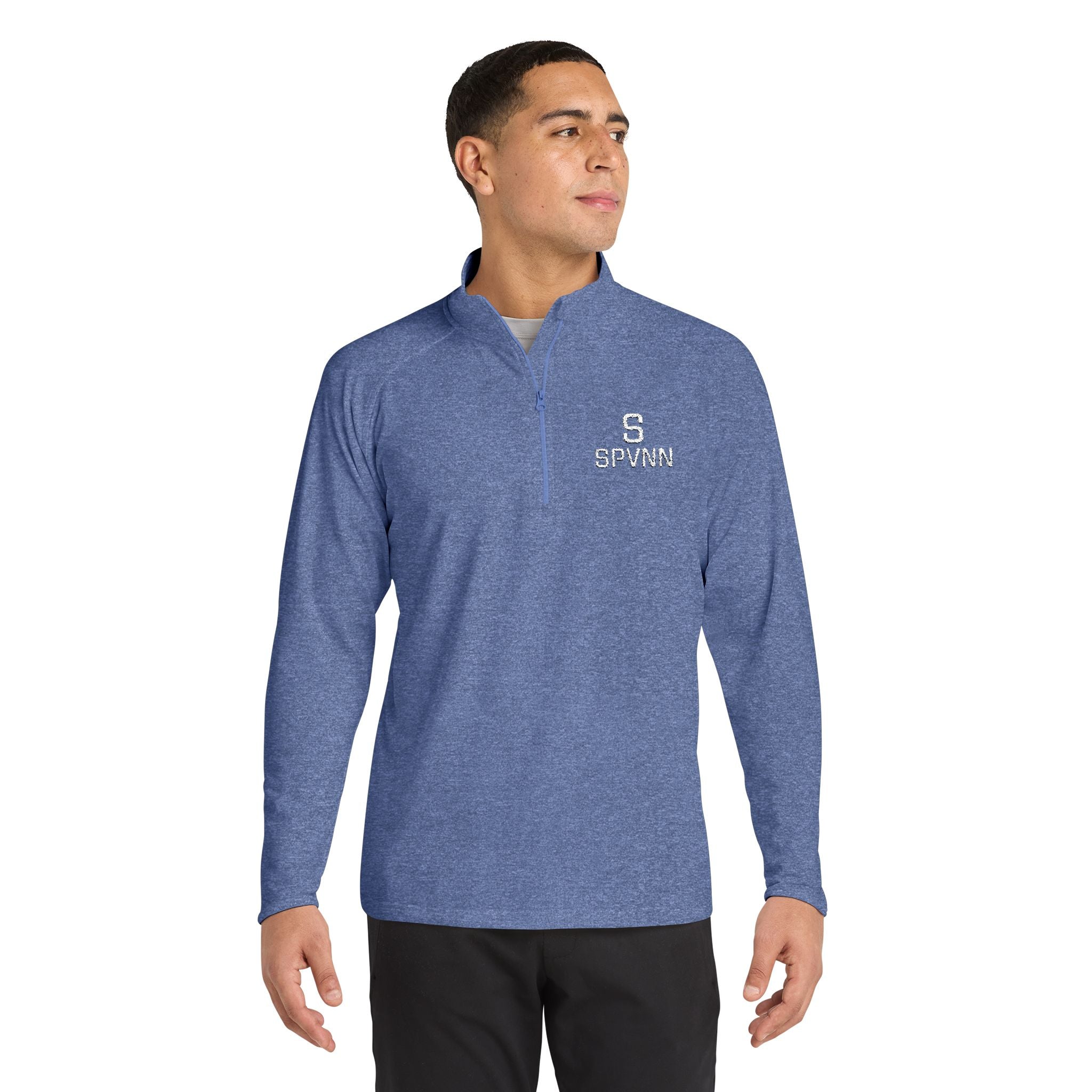 SPVNN Embroidered Quarter-Zip Pullover — Black Athletic Top