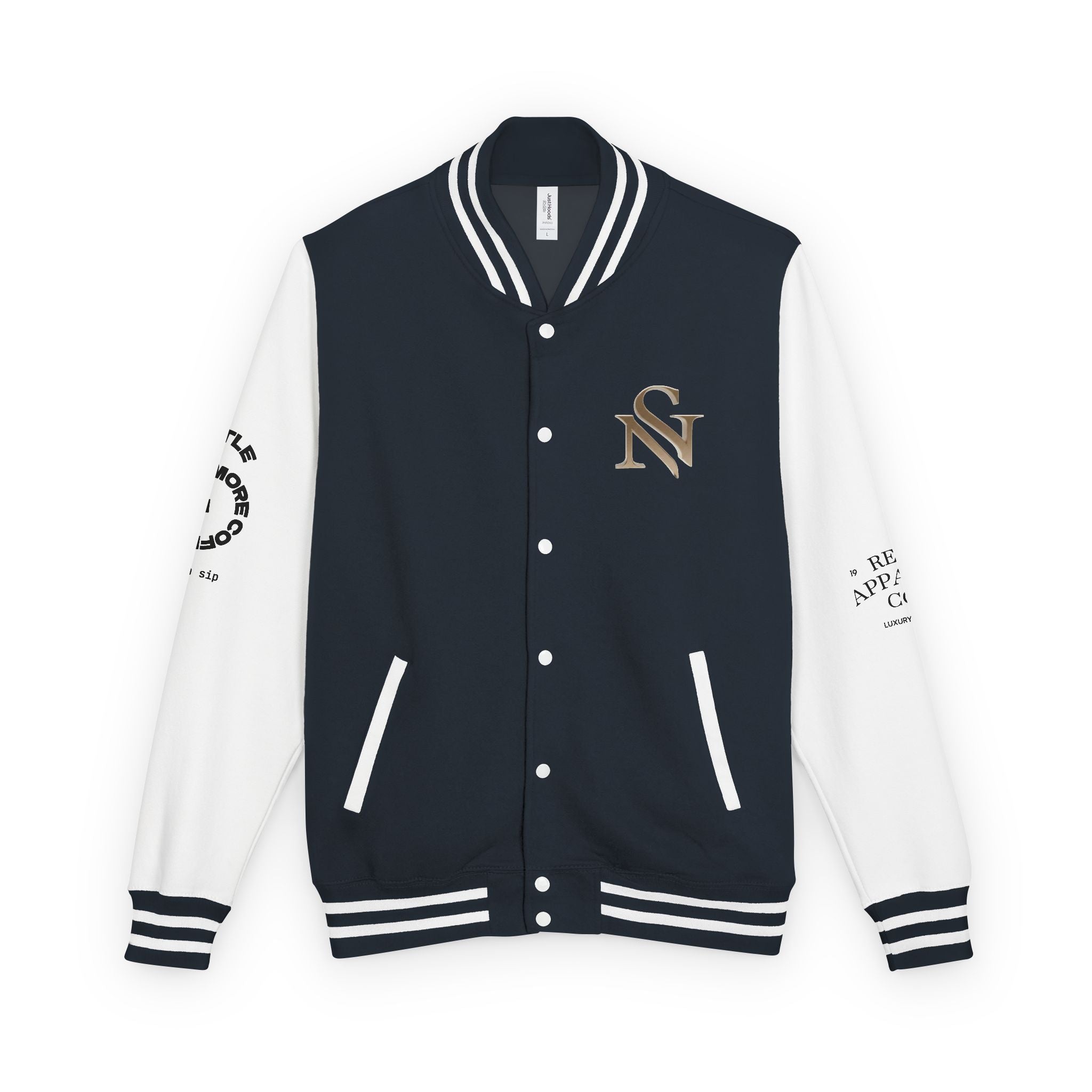 SPVNN Red & White Varsity Letterman Jacket – Embroidered Patch Logo