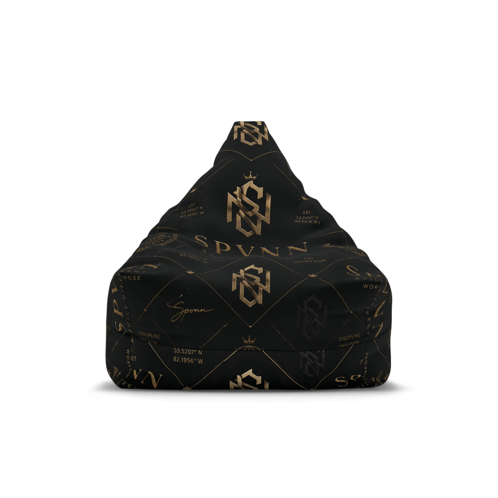 Luxury Black & Gold Logo Bean Bag Cover — Monogram Lounge Slipcover