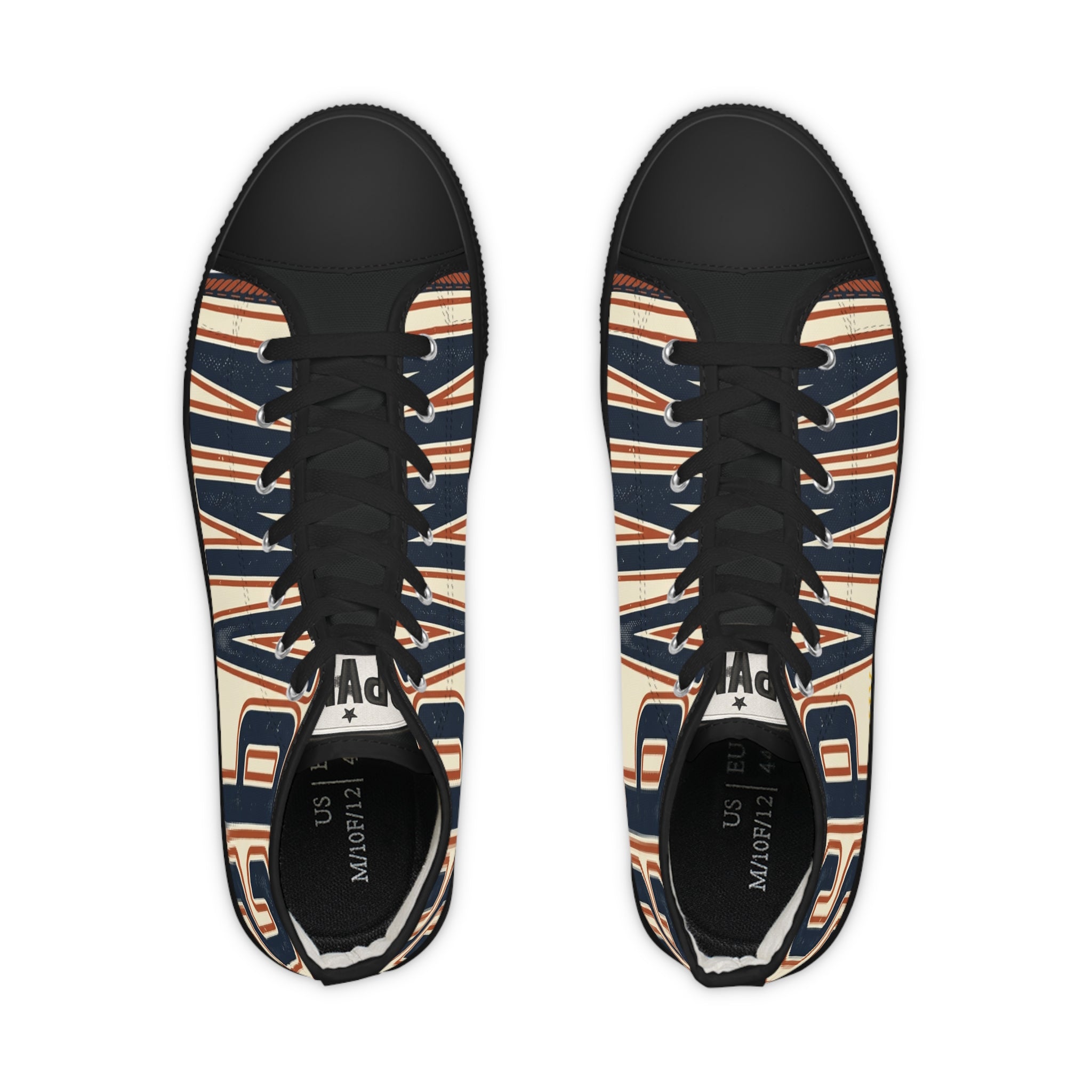 High Top Sneakers — Navy Striped 'SPR' Graphic Men's Streetwear