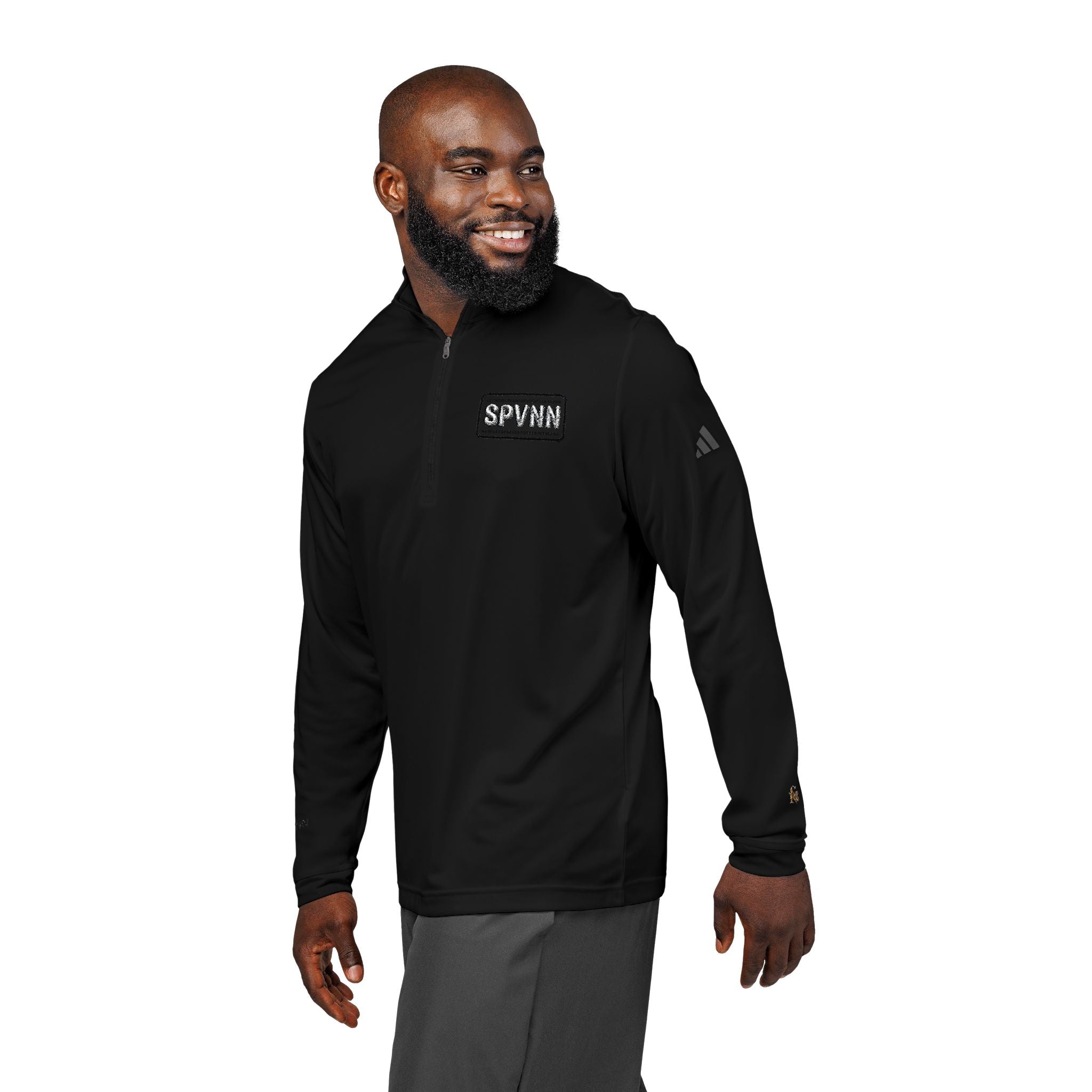 Embroidered Quarter-Zip Pullover — White adidas Performance Top