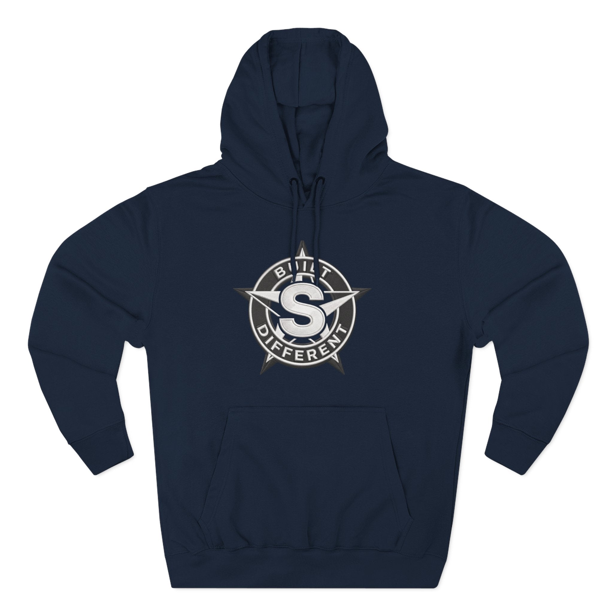 Built Different Logo Hoodie — Vintage Compass Emblem Fleece Hoodie