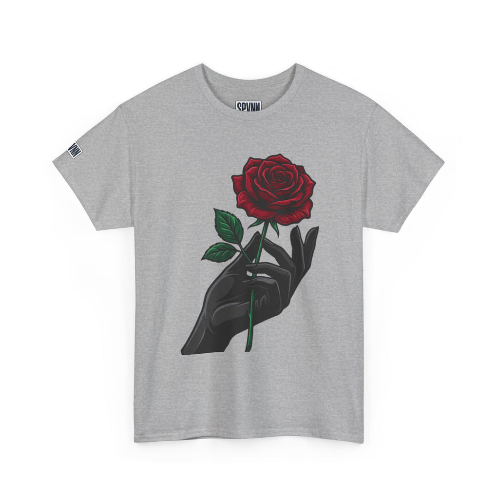 Rose & Hand Graphic Tee — Dark Aesthetic Floral T-Shirt