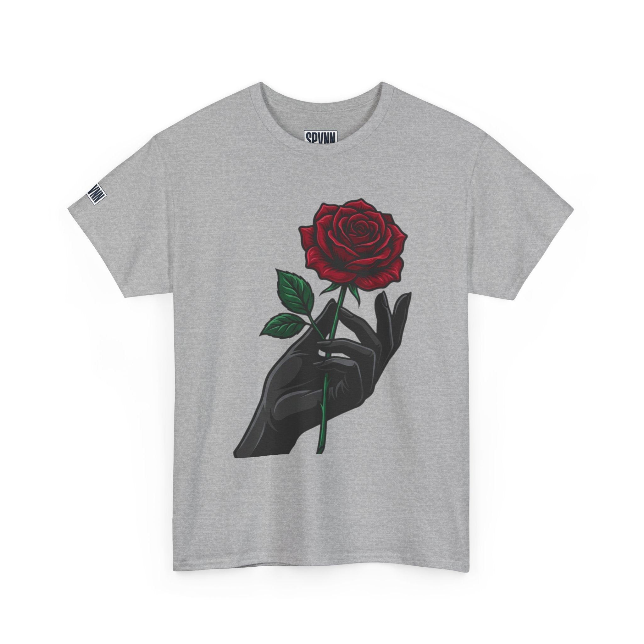 Rose & Hand Graphic Tee — Dark Aesthetic Floral T-Shirt