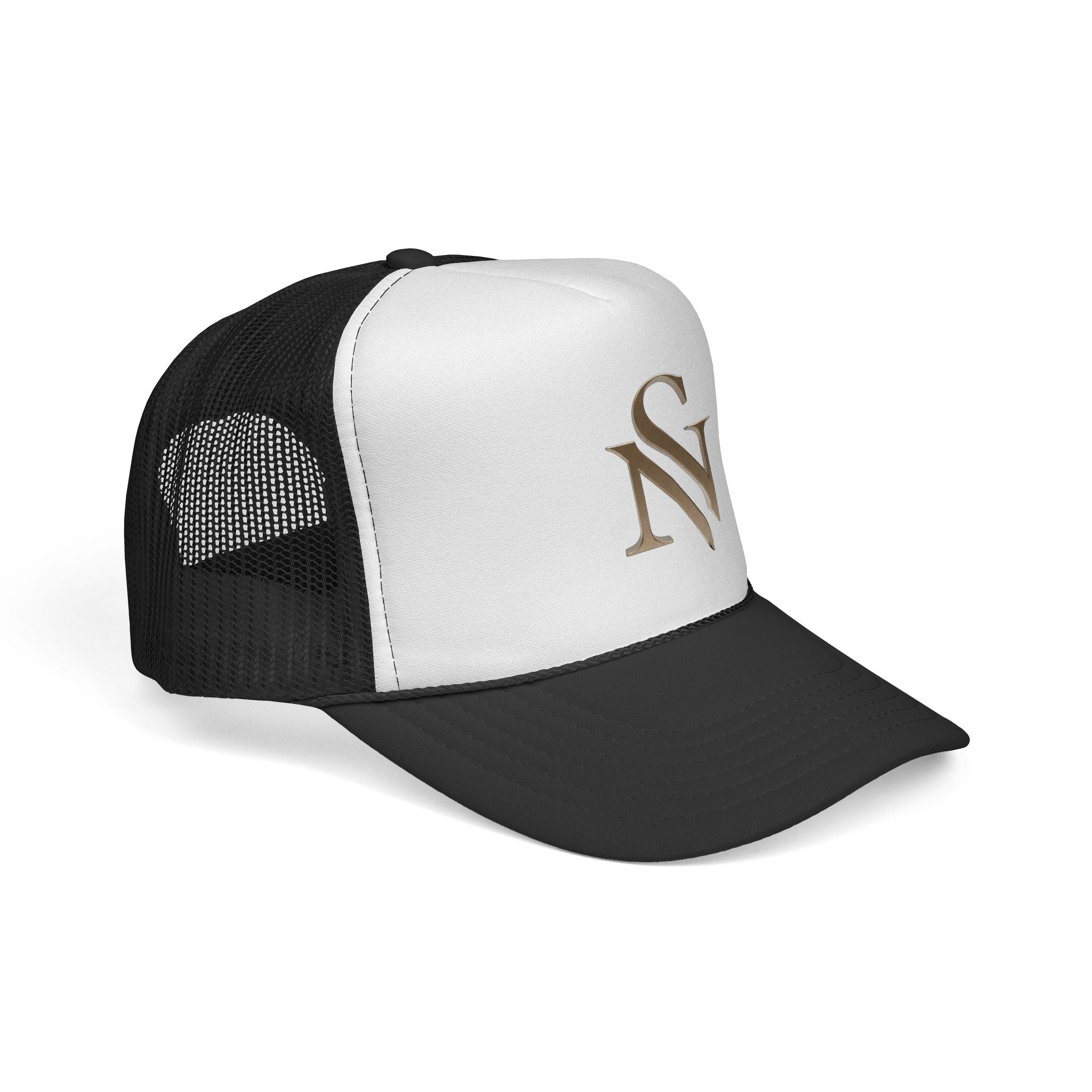 Embroidered 'SN' Monogram Trucker Cap — Classic Mesh Baseball Hat