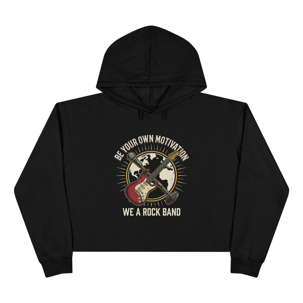Worldwide Rock Band Crop Hoodie — "Play Your Own Motown" Guitar Graphic
