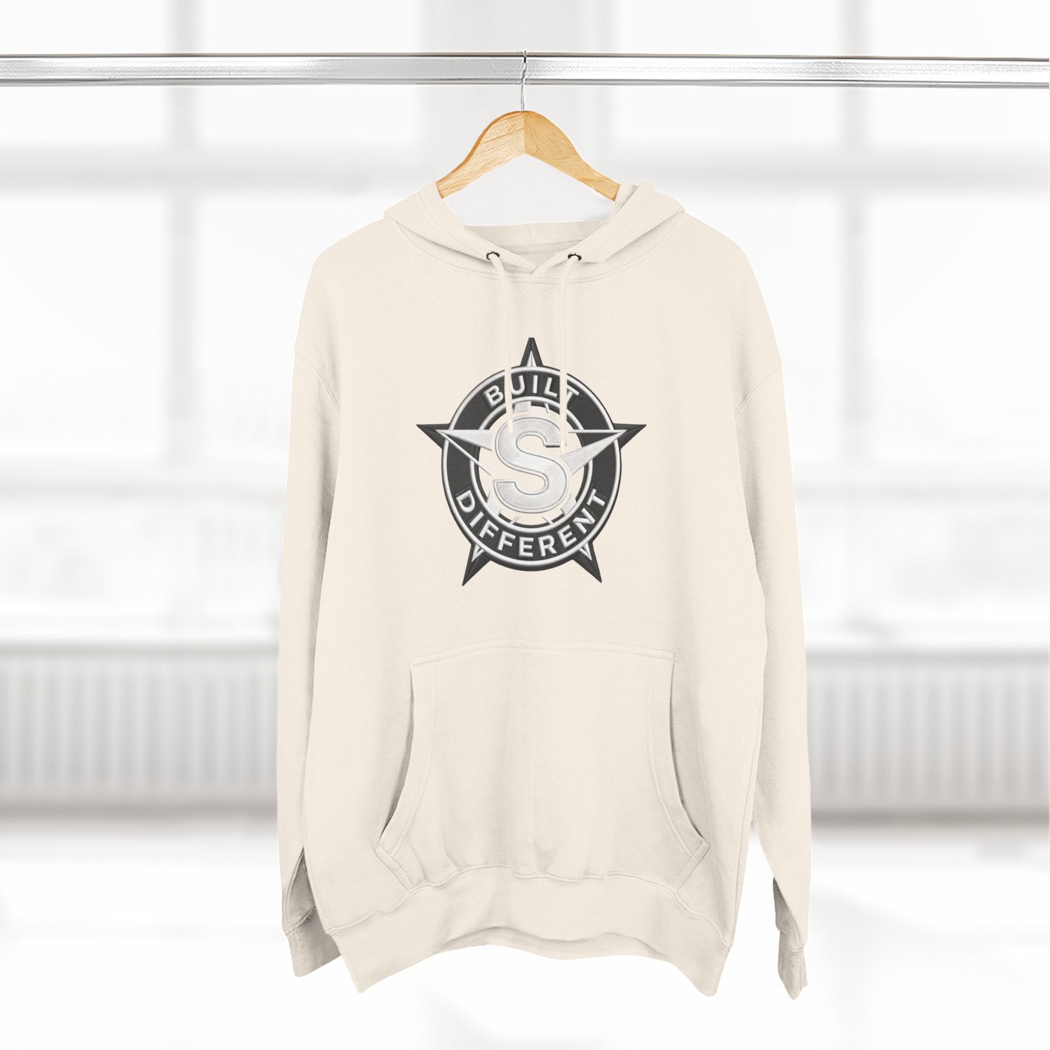 Built Different Logo Hoodie — Vintage Compass Emblem Fleece Hoodie