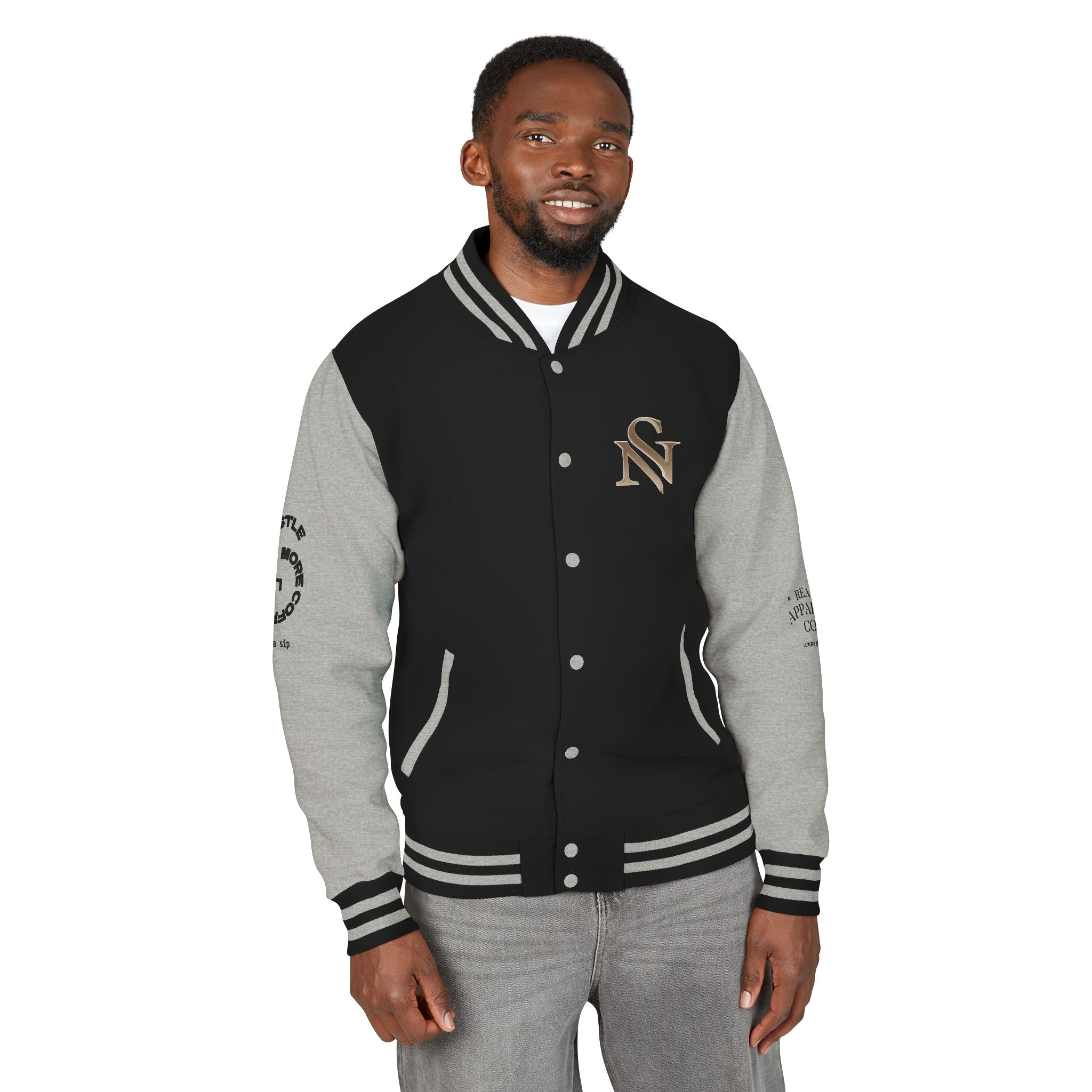 SPVNN Red & White Varsity Letterman Jacket – Embroidered Patch Logo