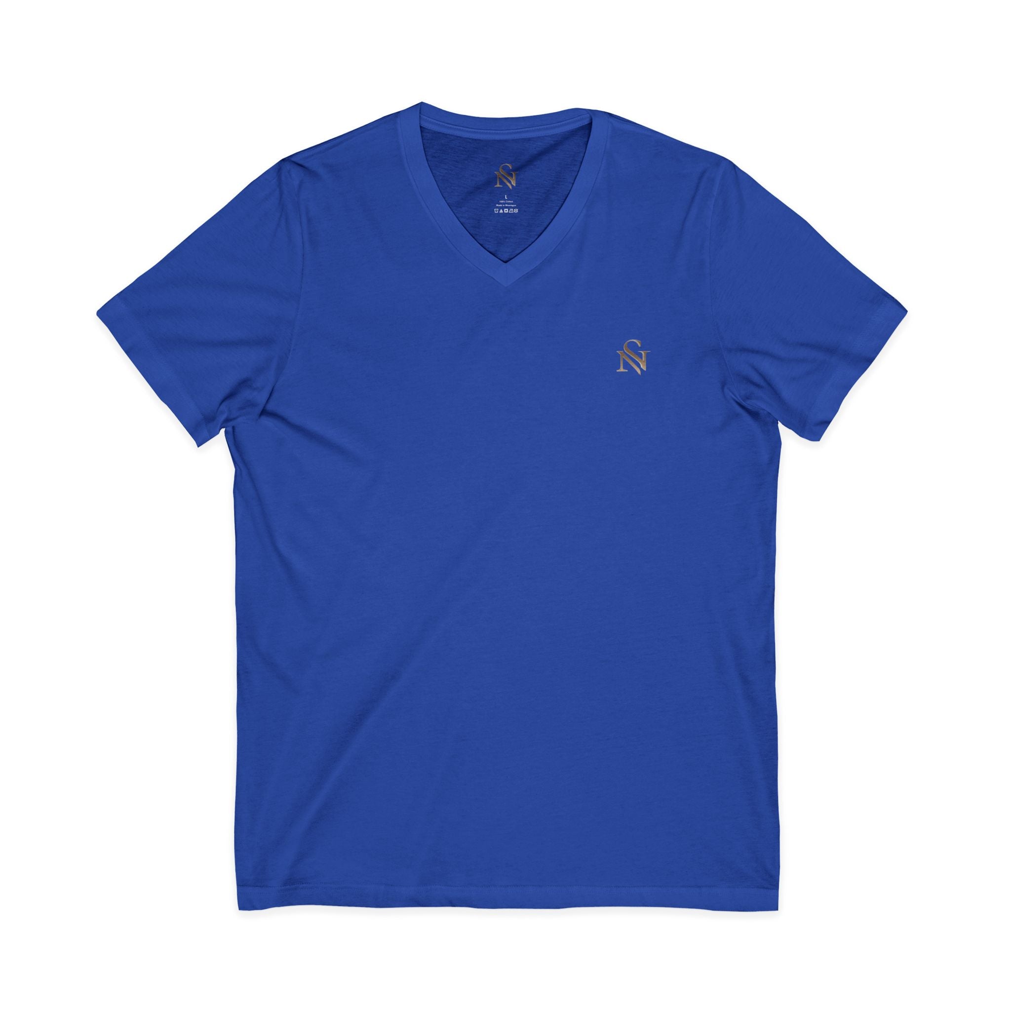 Minimal White V-Neck Tee — Small Chest Monogram Tee