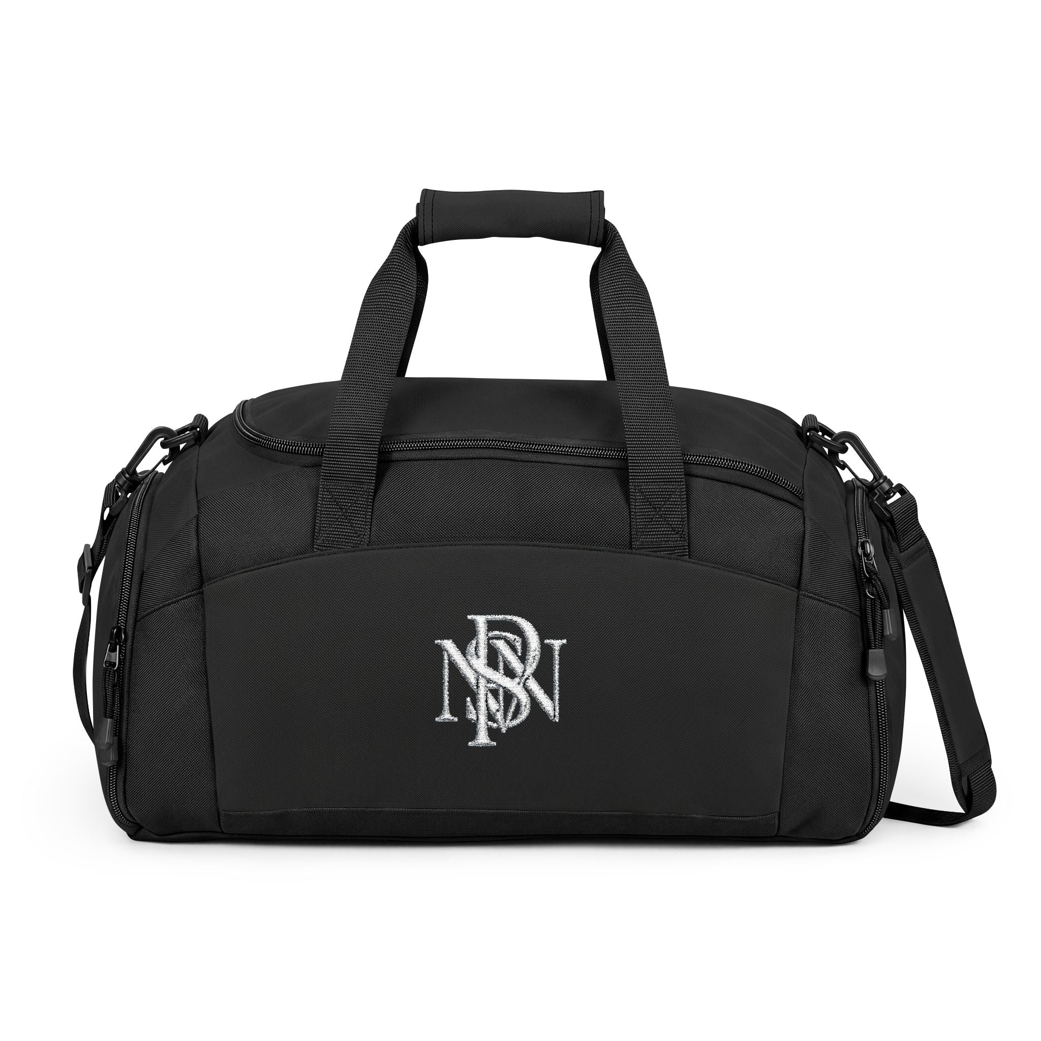 Embroidered Monogram Gym Bag — Black Duffel with NSN Logo