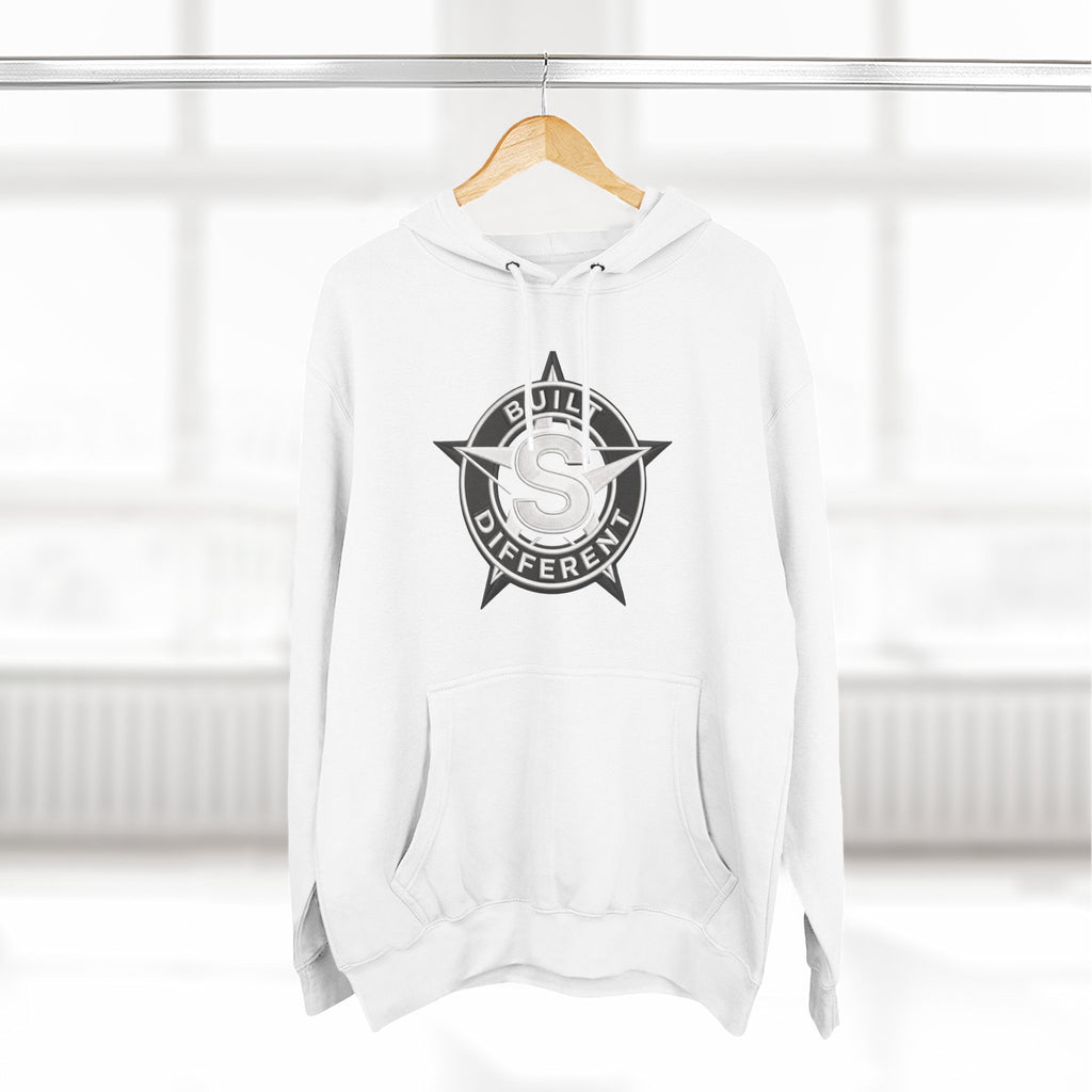 Built Different Logo Hoodie — Vintage Compass Emblem Fleece Hoodie