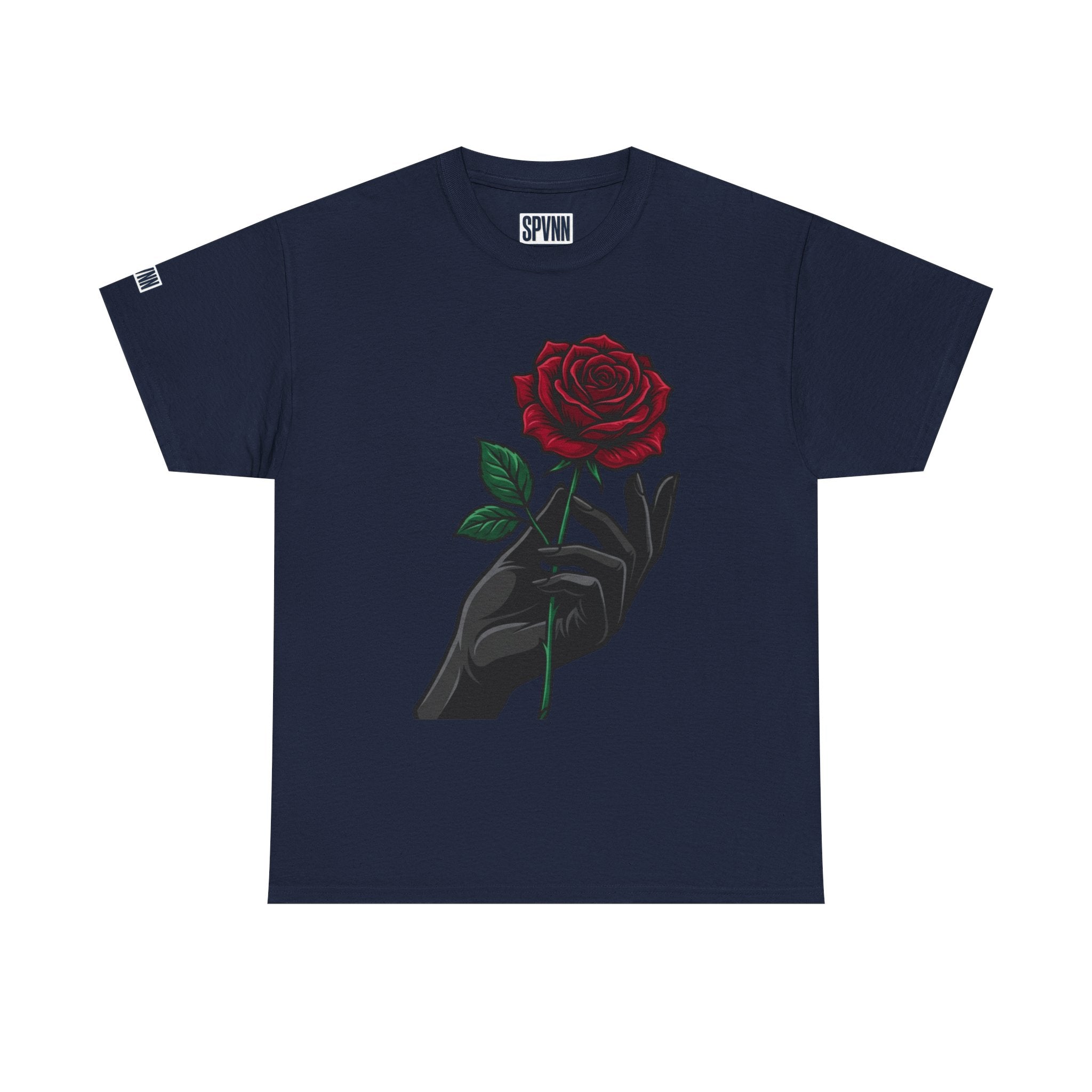 Rose & Hand Graphic Tee — Dark Aesthetic Floral T-Shirt
