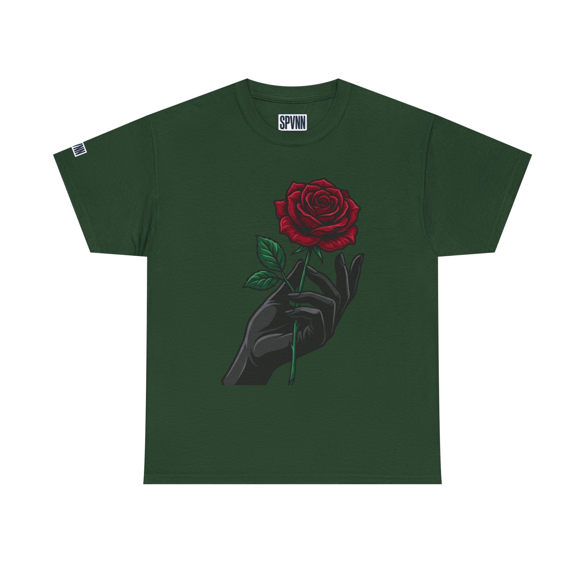 Rose & Hand Graphic Tee — Dark Aesthetic Floral T-Shirt