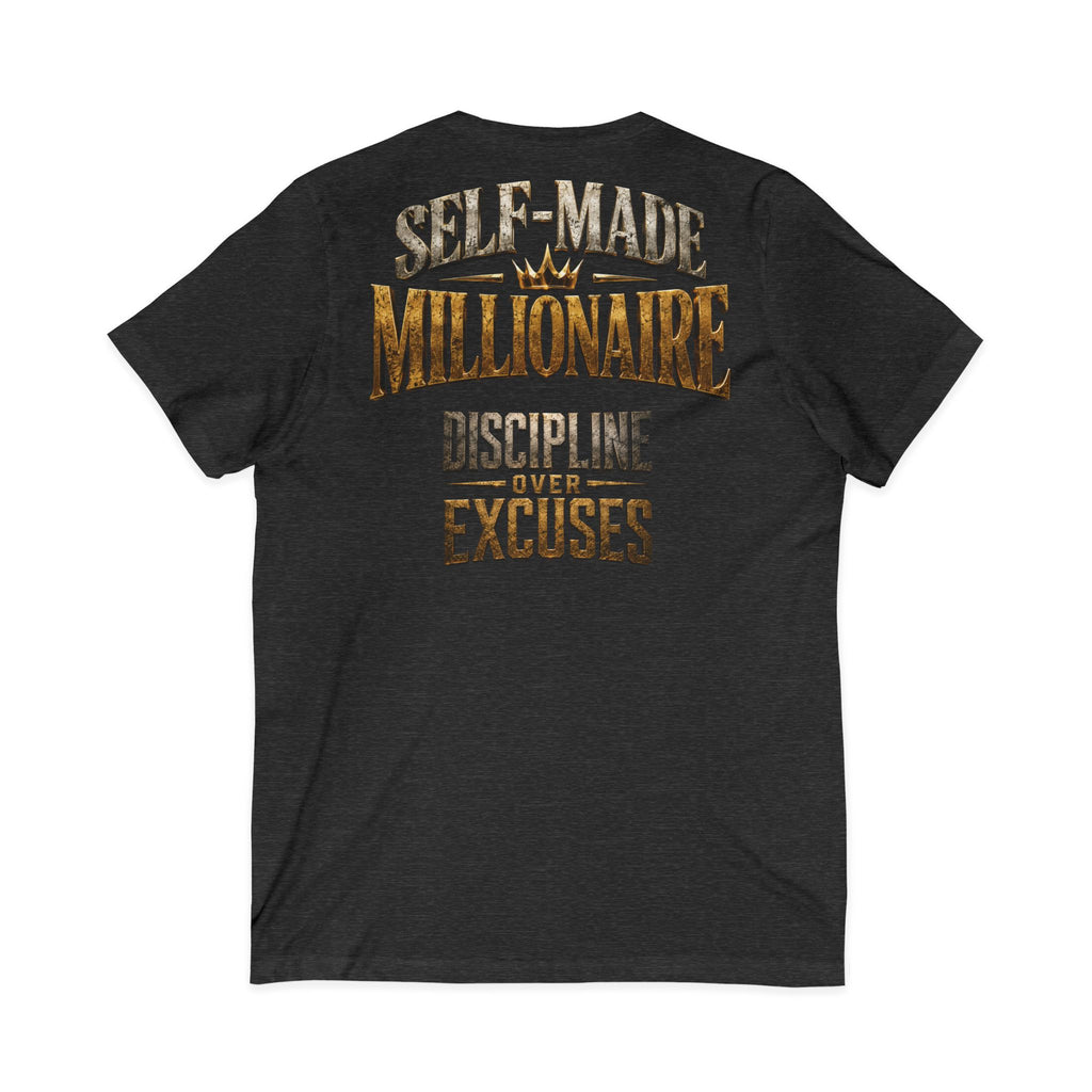 V-Neck Tee - "Self-Made Millionaire" Motivational Graphic T-Shirt