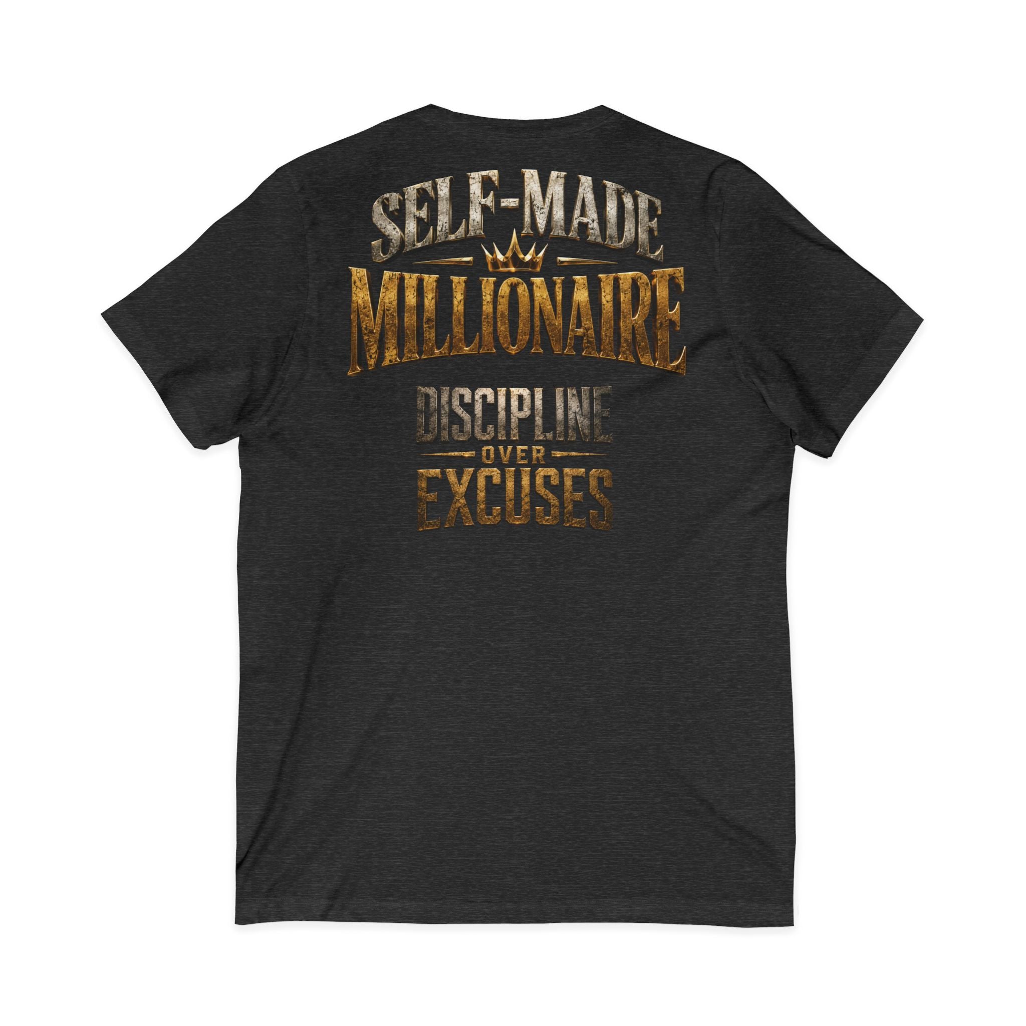V-Neck Tee - "Self-Made Millionaire" Motivational Graphic T-Shirt
