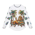 Men's Tropical Lion Long Sleeve UV Shirt — Beach Palm Sunset Print
