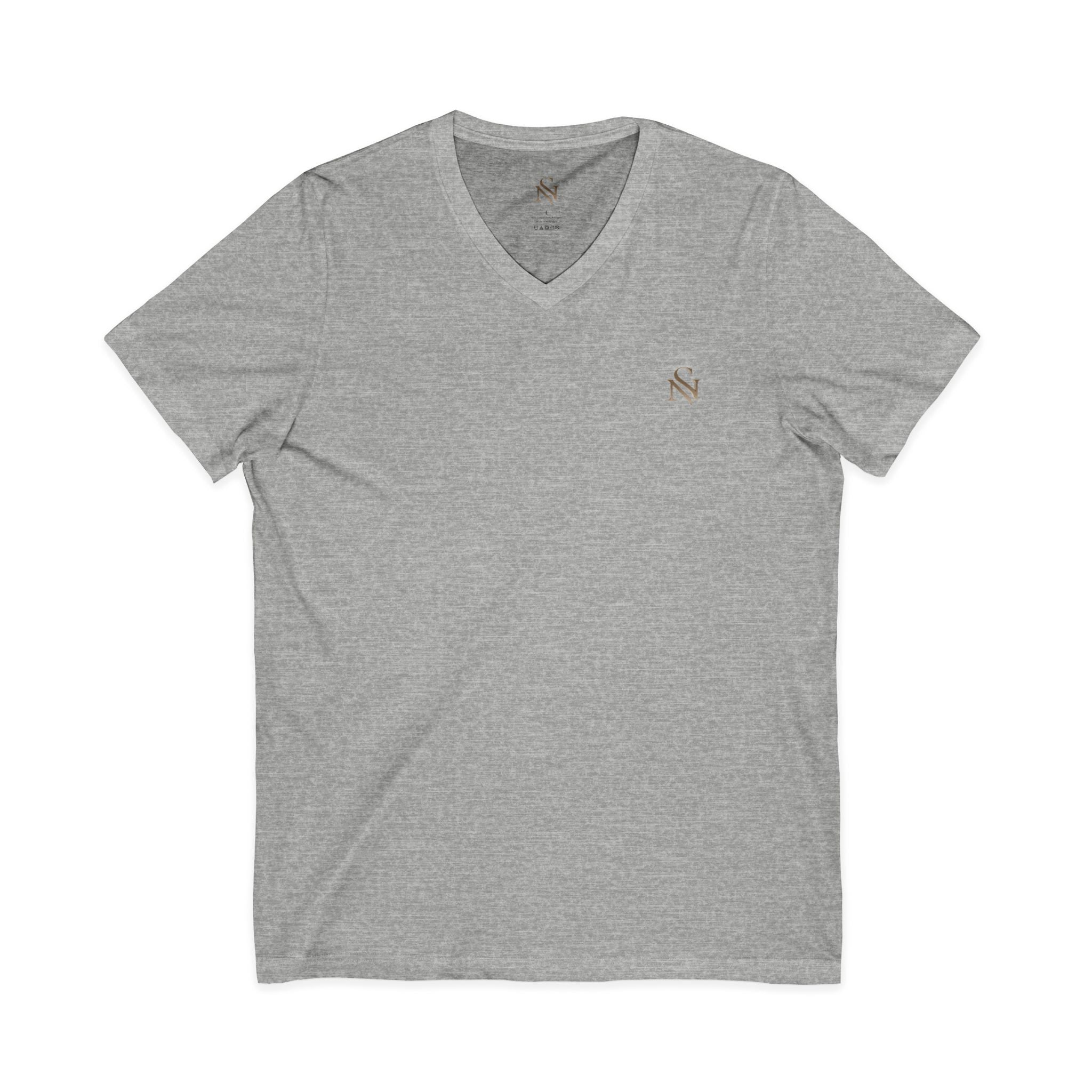 Minimal White V-Neck Tee — Small Chest Monogram Tee