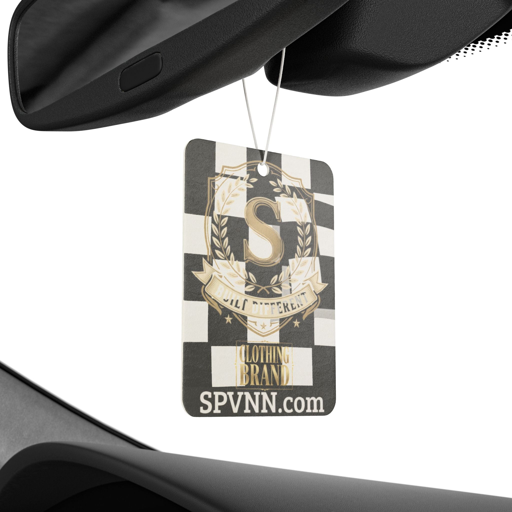 Checkered Crest Car Air Freshener — 'S' Laurel Emblem, SPVNN.com Branded