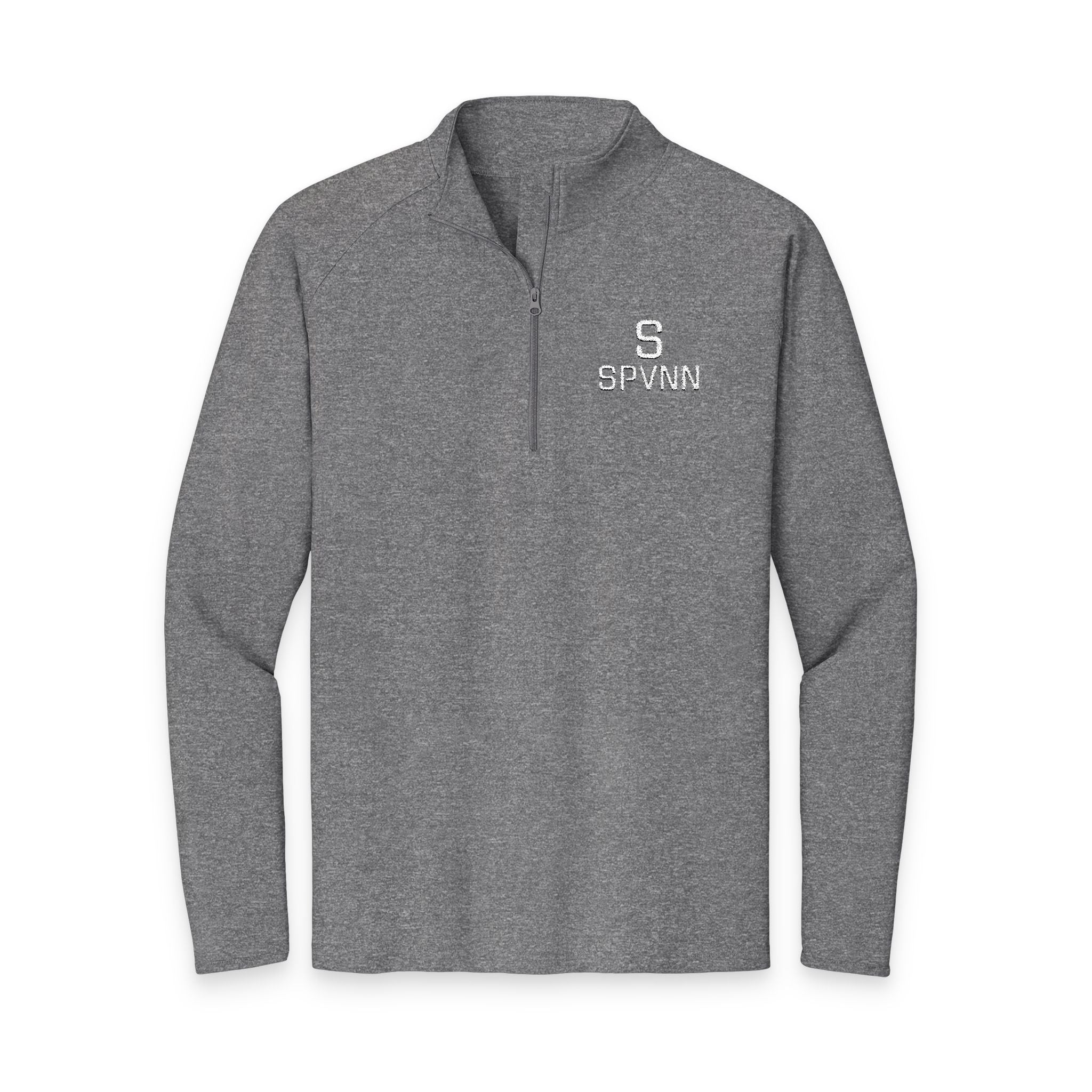 SPVNN Embroidered Quarter-Zip Pullover — Black Athletic Top