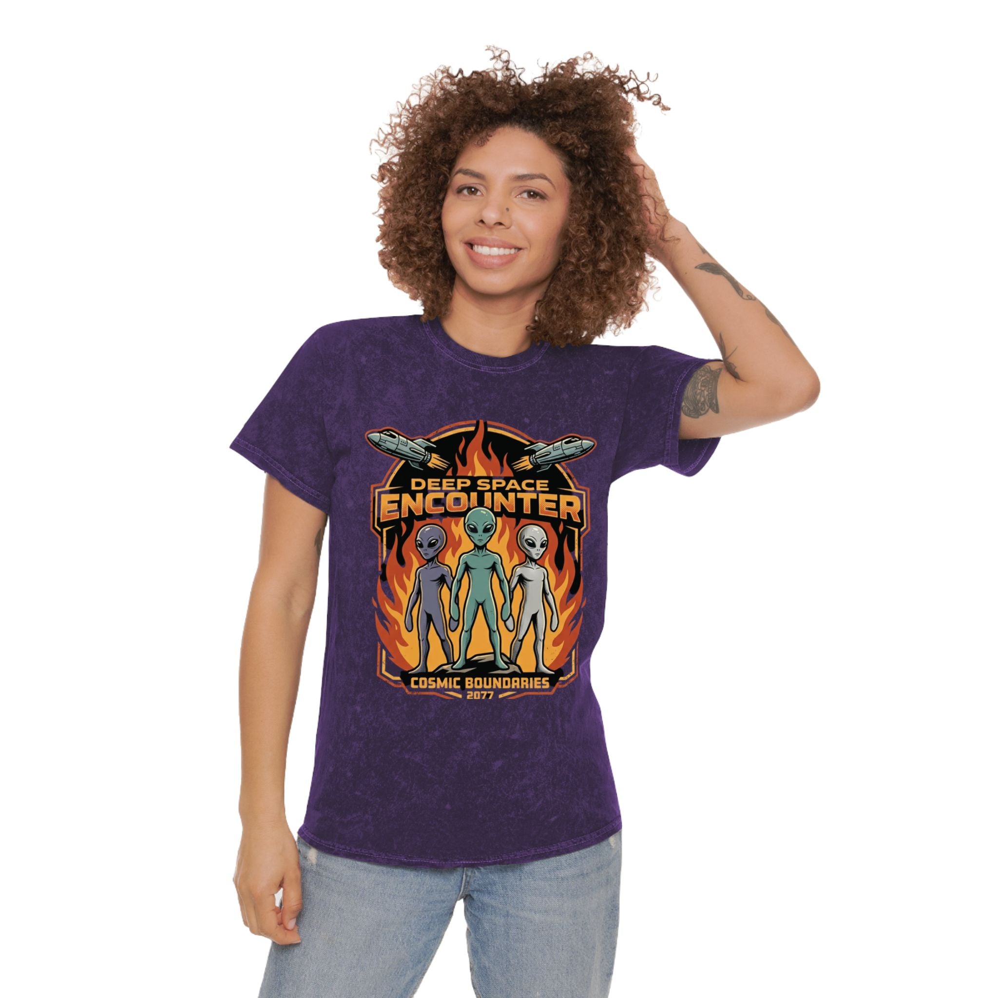 Deep Space Encounter Alien T-Shirt — Astra Defenders Graphic Tee