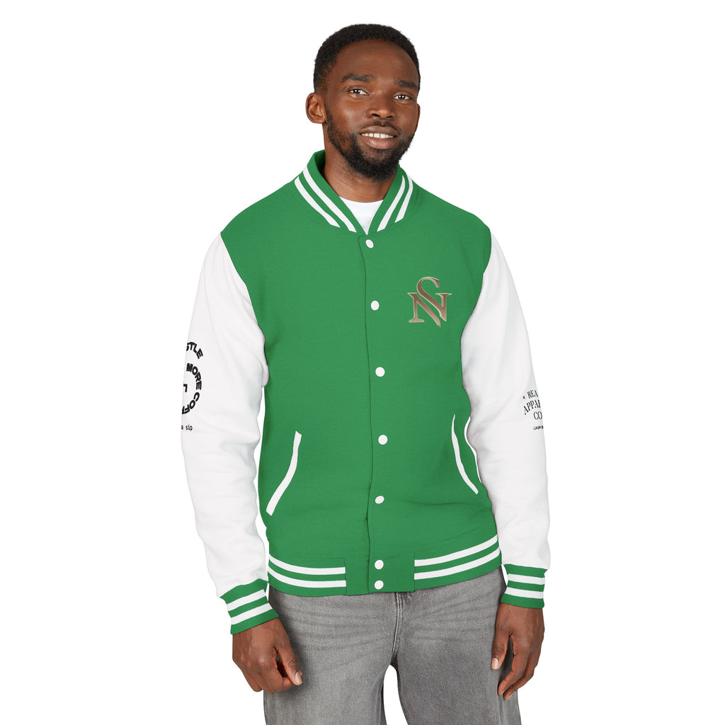 SPVNN Red & White Varsity Letterman Jacket – Embroidered Patch Logo