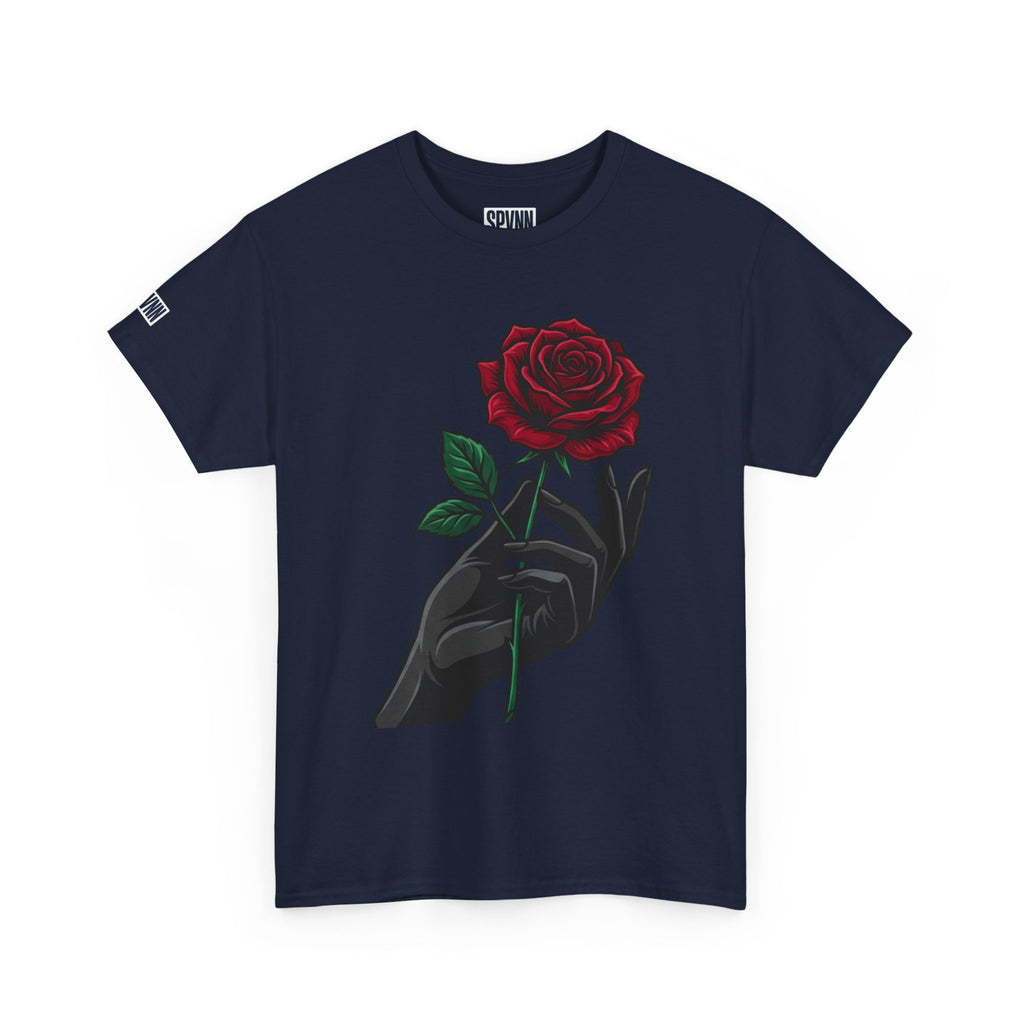 Rose & Hand Graphic Tee — Dark Aesthetic Floral T-Shirt