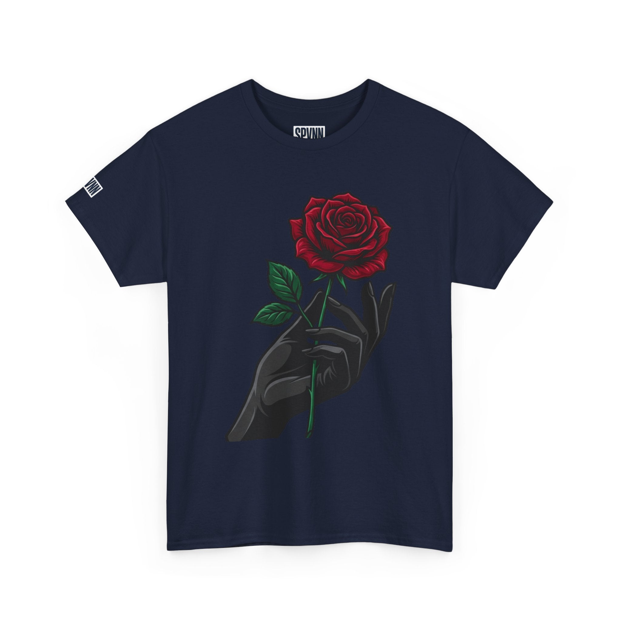 Rose & Hand Graphic Tee — Dark Aesthetic Floral T-Shirt