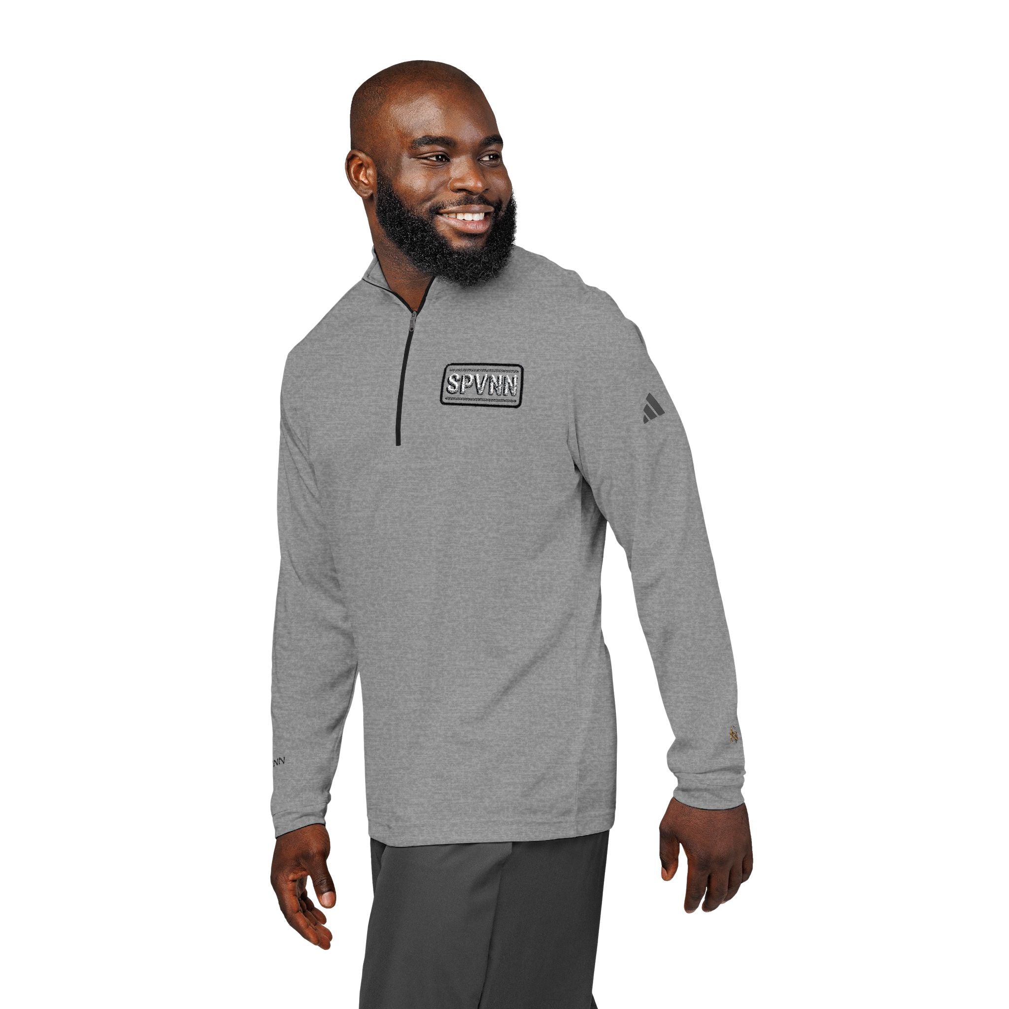 Embroidered Quarter-Zip Pullover — White adidas Performance Top