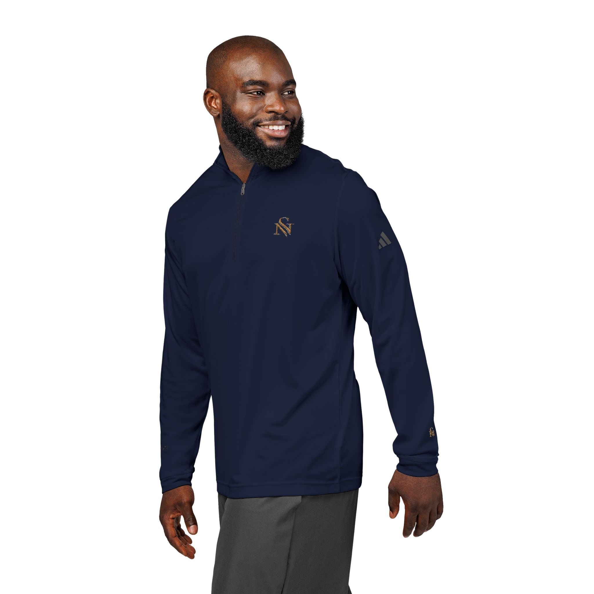 Embroidered Quarter-Zip Pullover — White adidas Performance Top