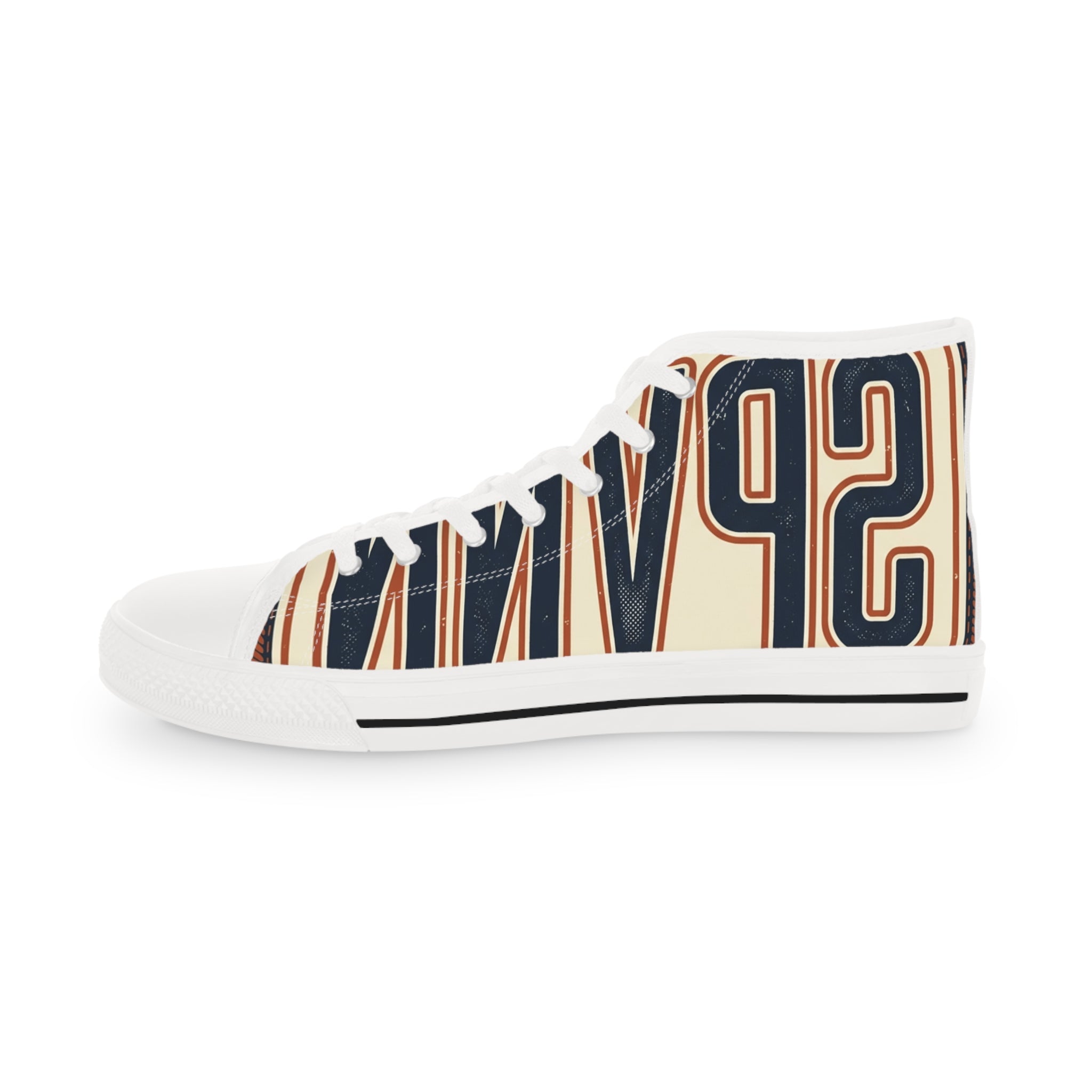 High Top Sneakers — Navy Striped 'SPR' Graphic Men's Streetwear