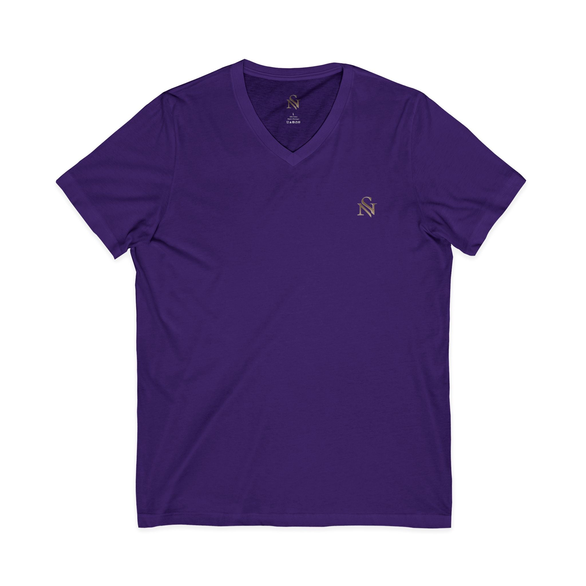 Minimal White V-Neck Tee — Small Chest Monogram Tee