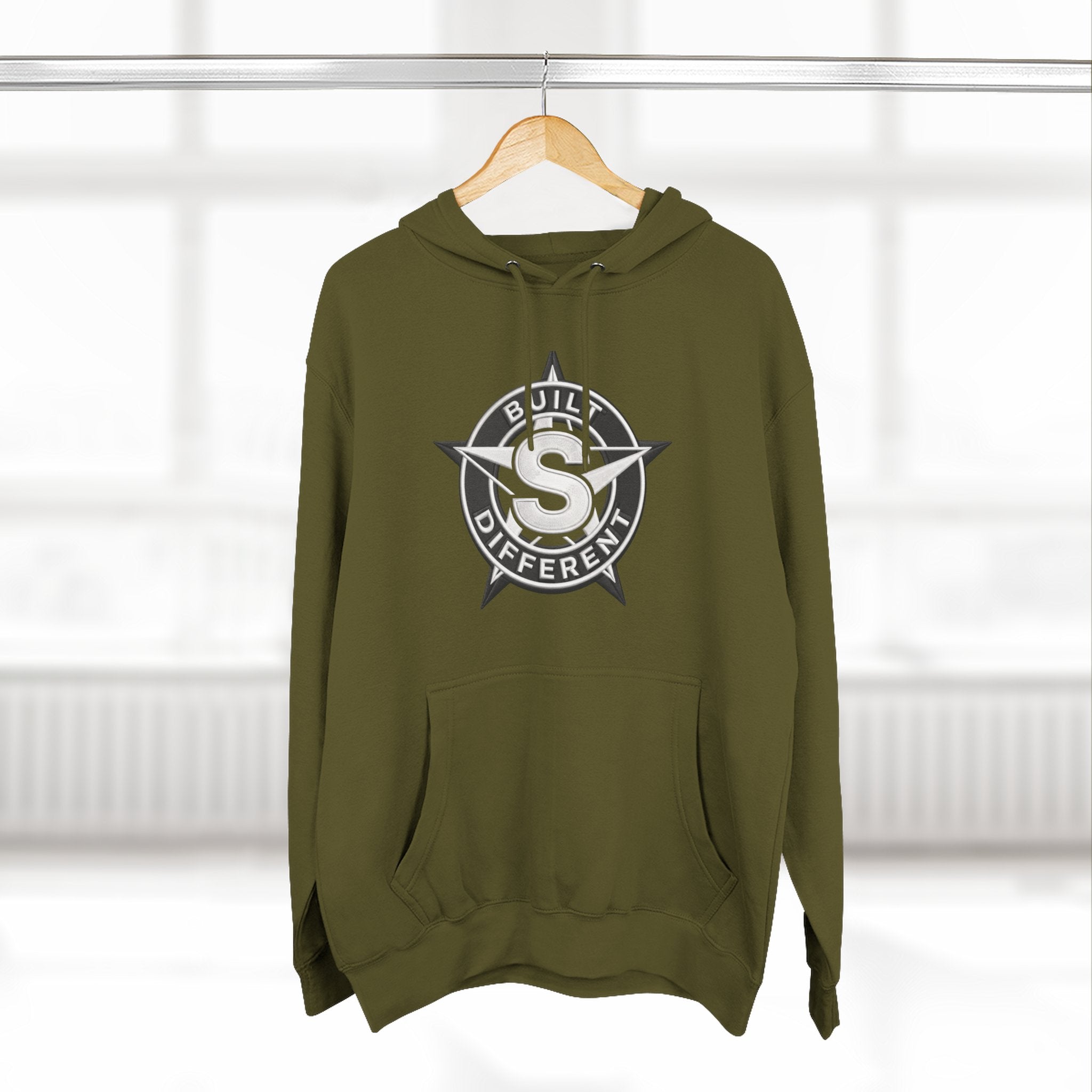 Built Different Logo Hoodie — Vintage Compass Emblem Fleece Hoodie