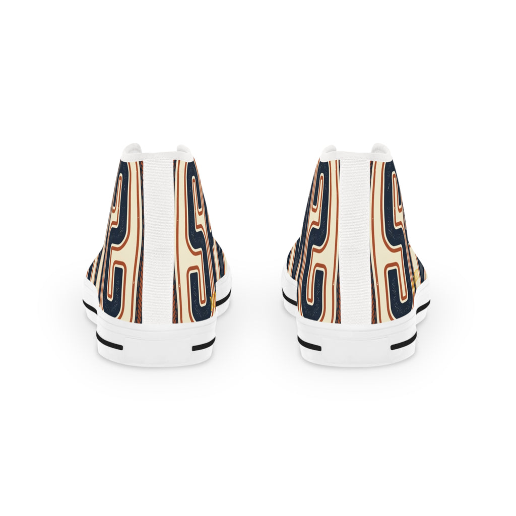 High Top Sneakers — Navy Striped 'SPR' Graphic Men's Streetwear