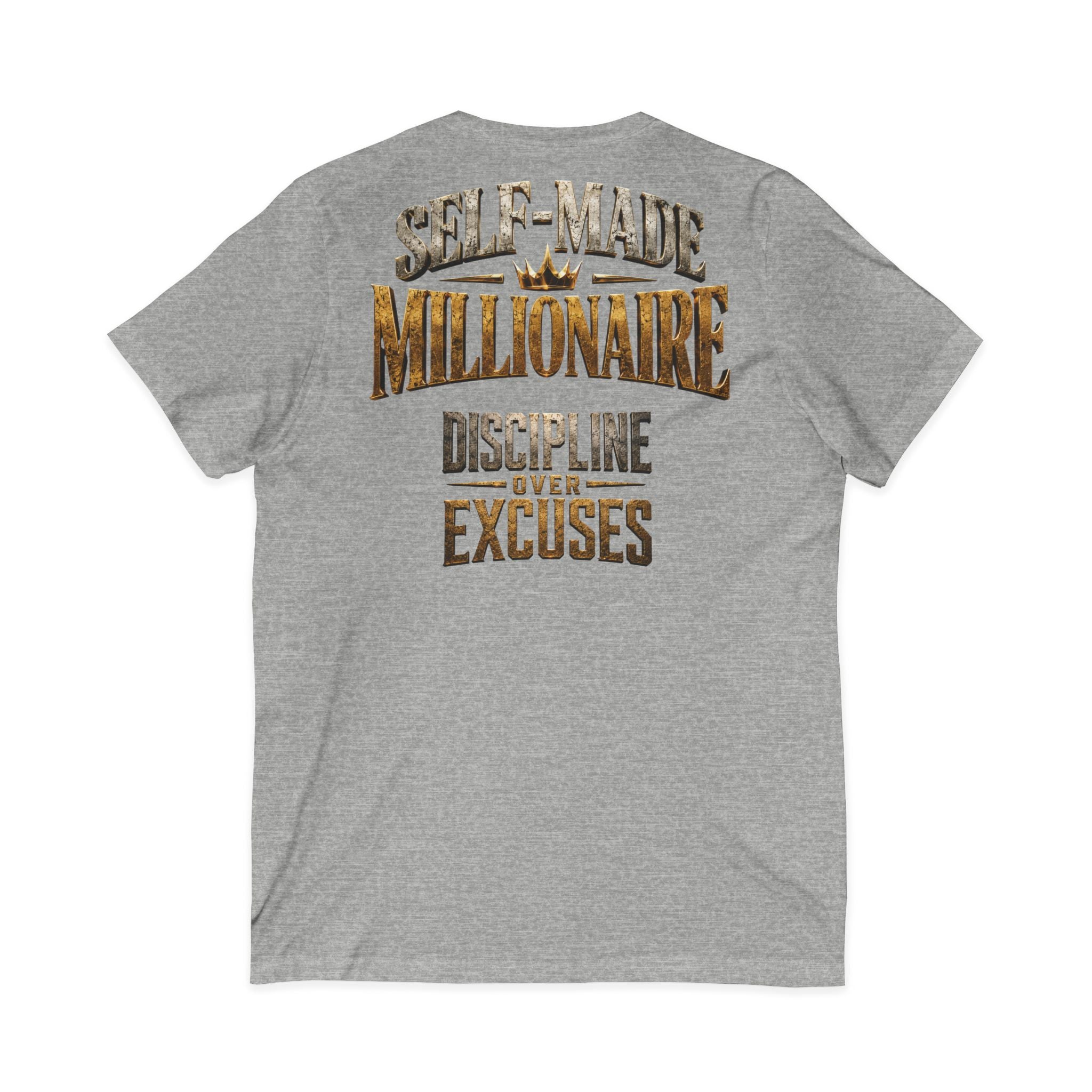 V-Neck Tee - "Self-Made Millionaire" Motivational Graphic T-Shirt